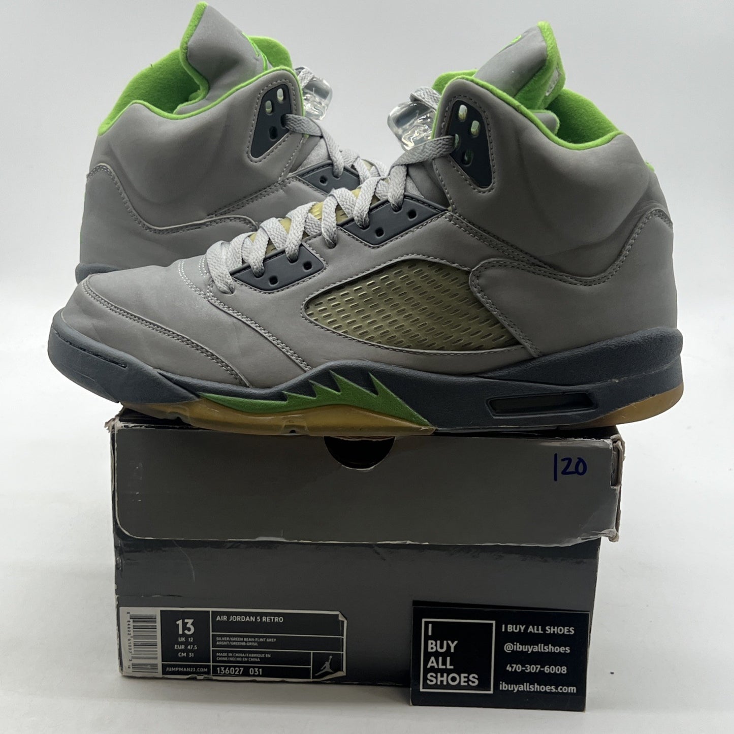 Size 13 - Air Jordan 5 Retro 2006 Green Bean (136027-031)