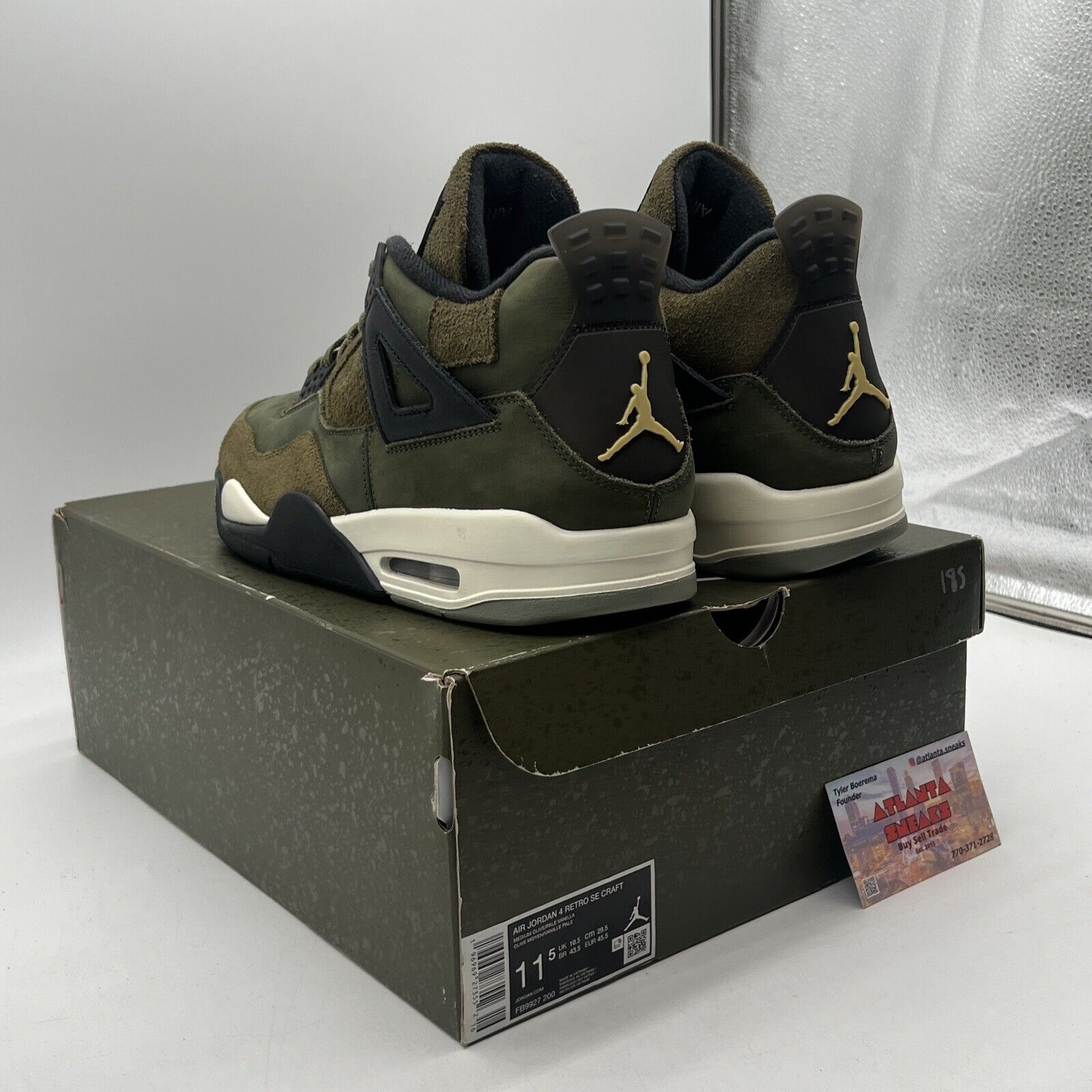Size 11.5 - Jordan 4 SE Retro Low Craft - Olive Black White Suede (FB9927-200)