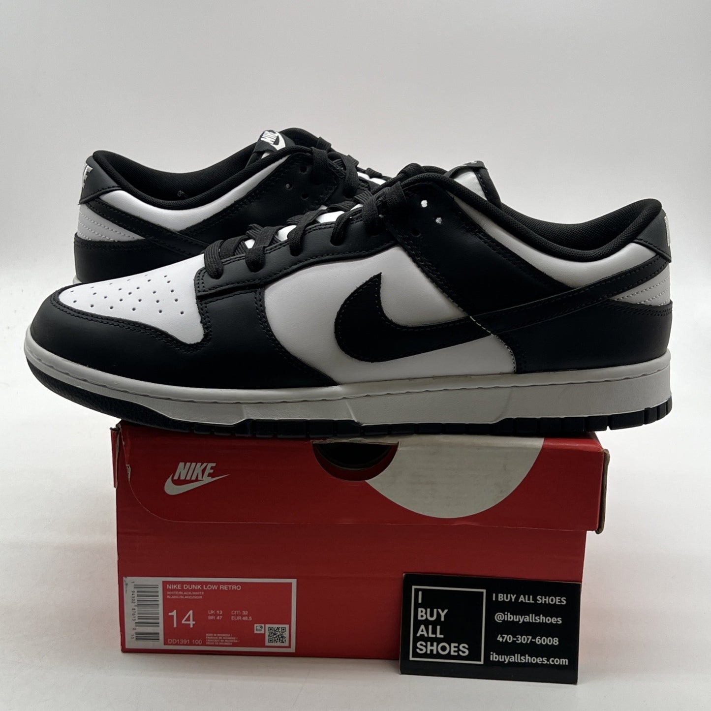 Size 14 - Nike Dunk Low Black White (DD1391-100)