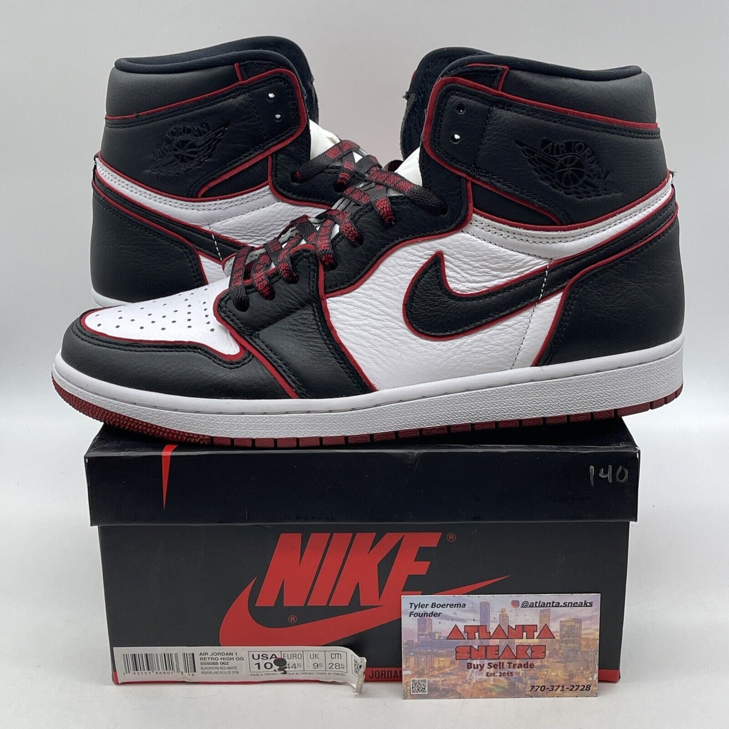 Size 10.5 - Jordan 1 Retro High OG Bloodline 2019 Black Leather (555088-062)