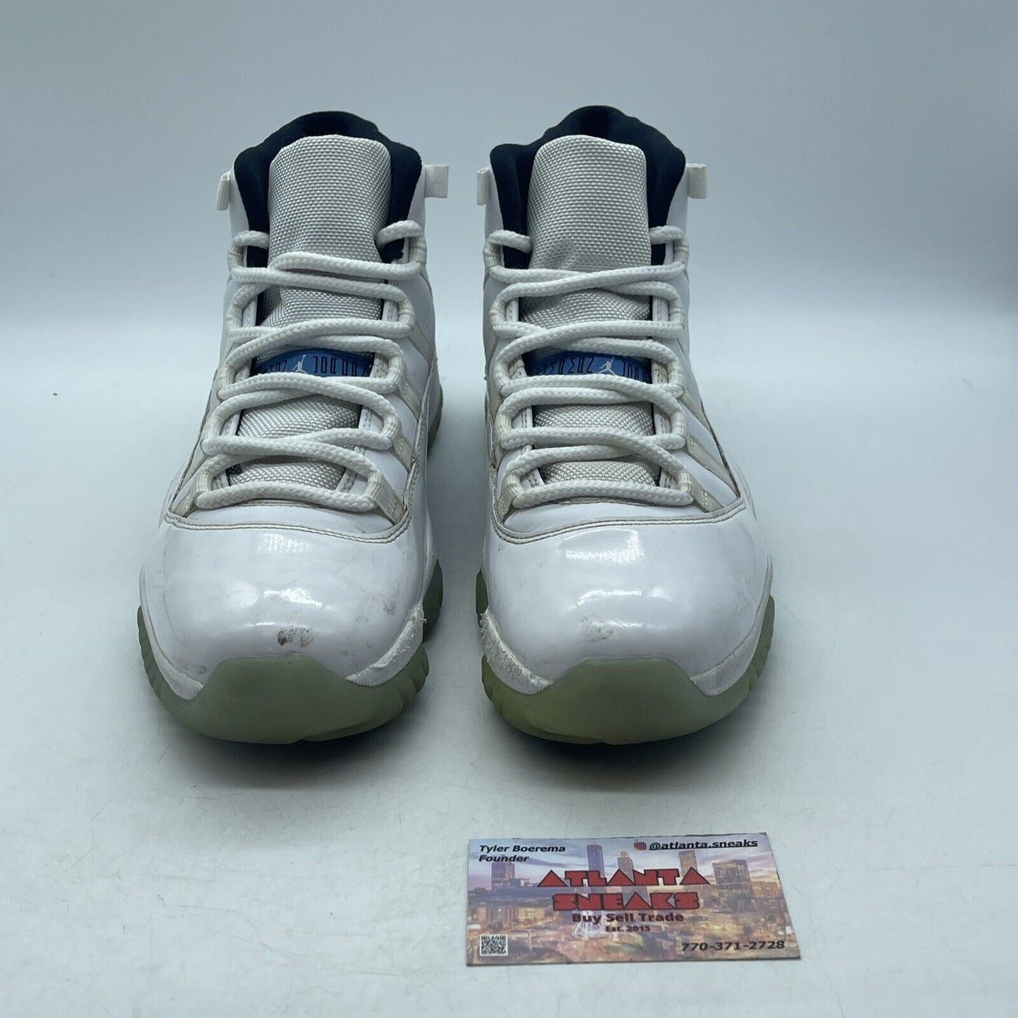 Size 9.5 - Jordan 11 Retro High Legend Blue White Blue Leather (378037-117)