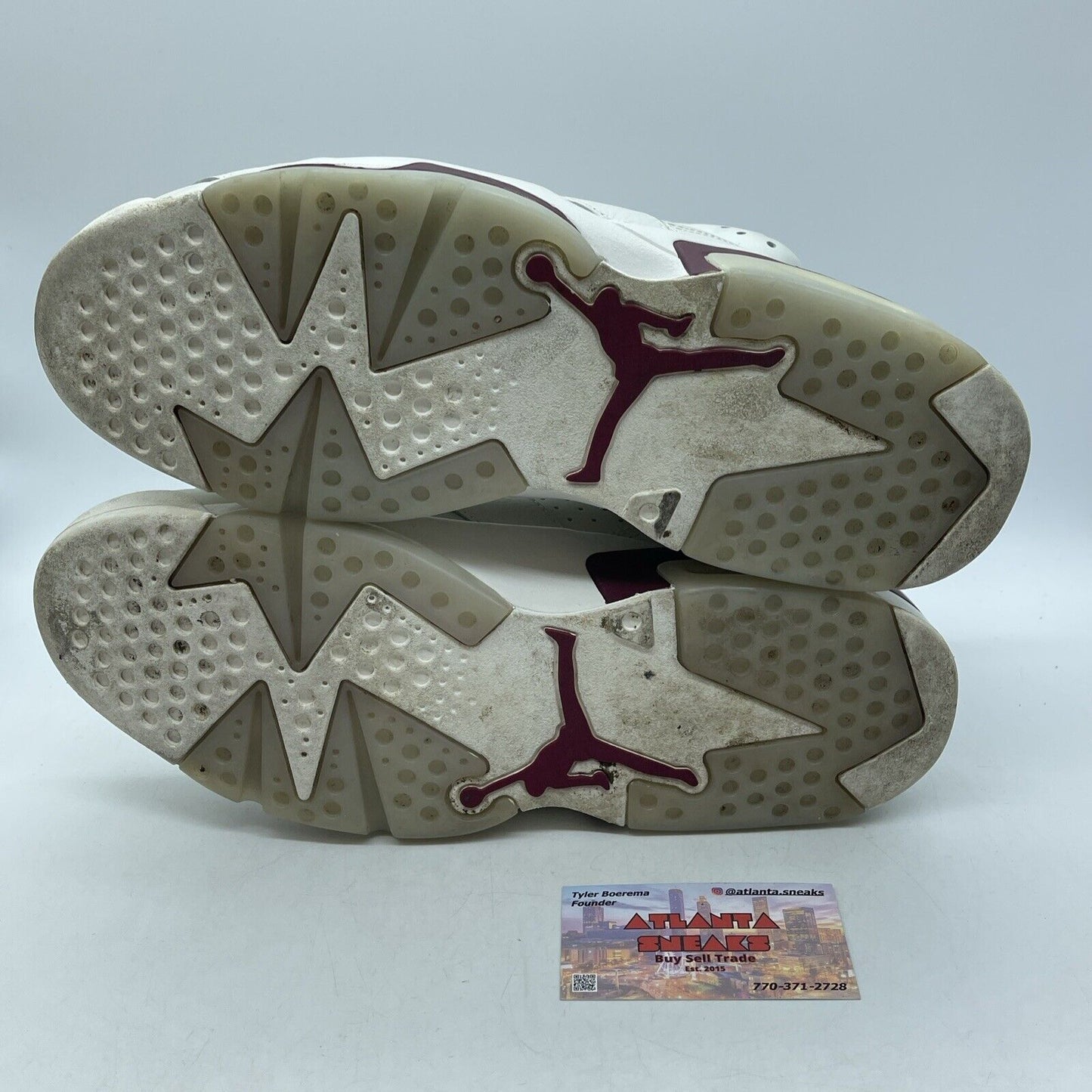Size 12 - Air Jordan 6 Retro 2015 Maroon Burgundy White Leather (384664-116)