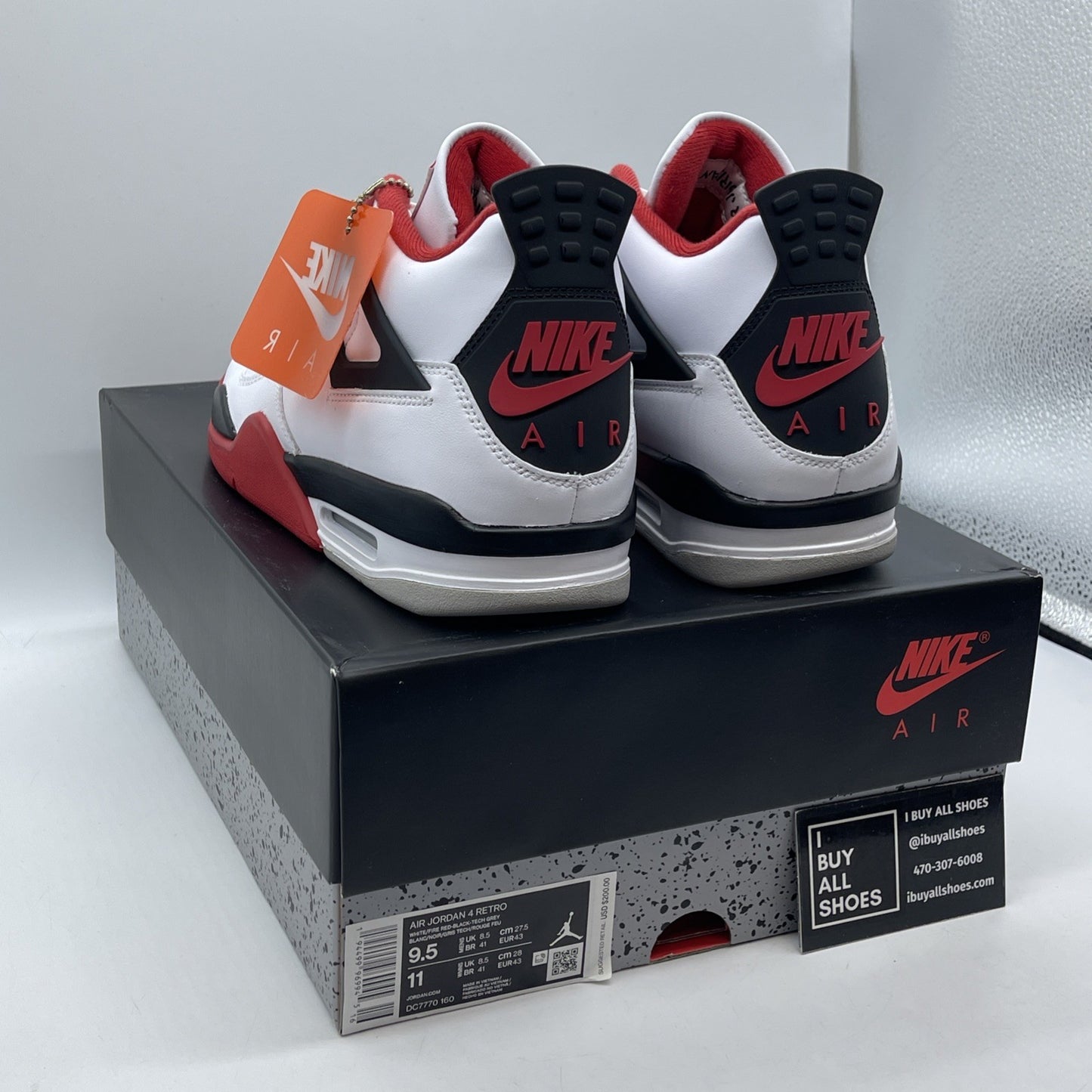 Size 9.5 - Jordan 4 Retro OG Mid Fire Red White Black Leather (DC7770-160)