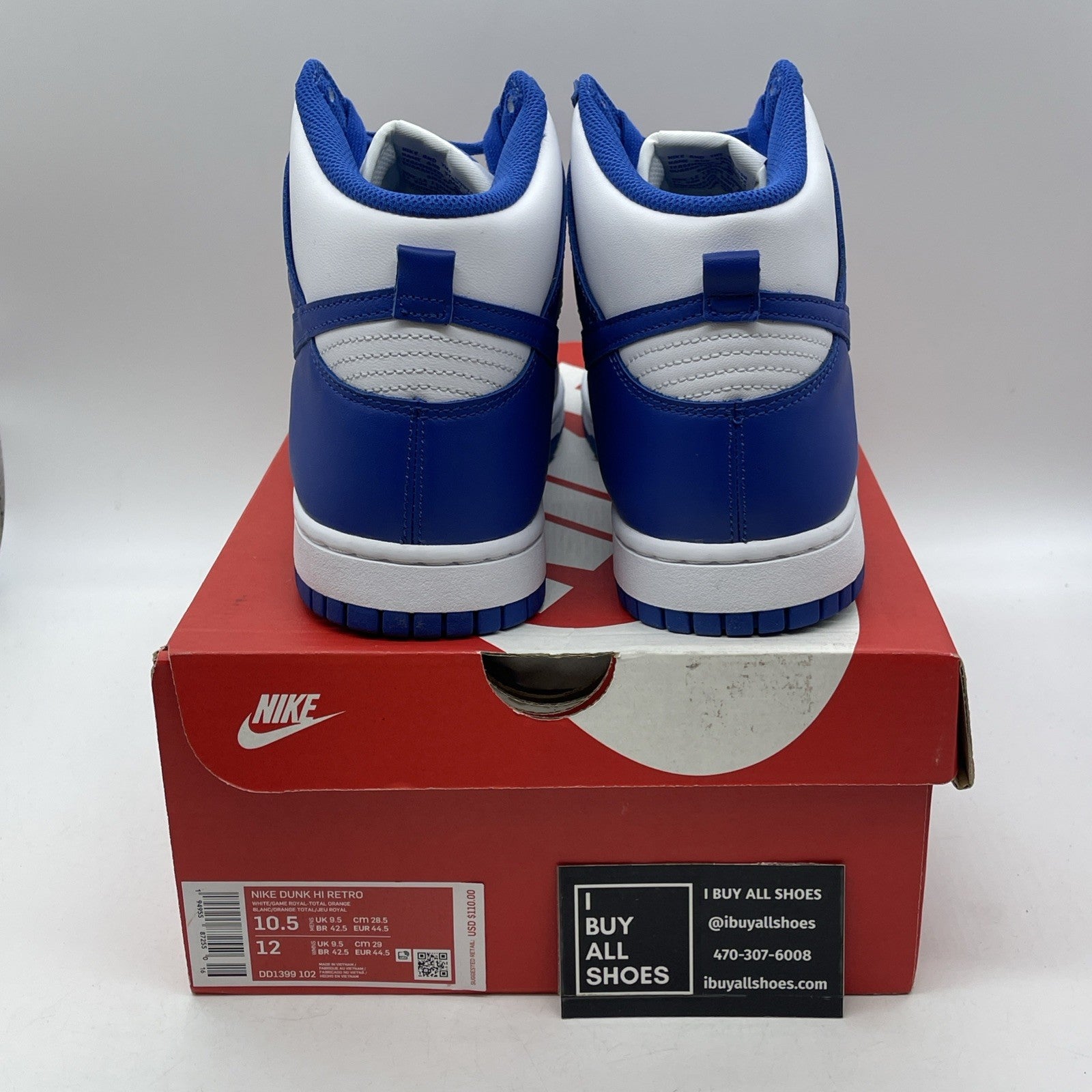 Size 10.5 - Nike Dunk 2021 High Kentucky Blue White Leather (DD1399-102)