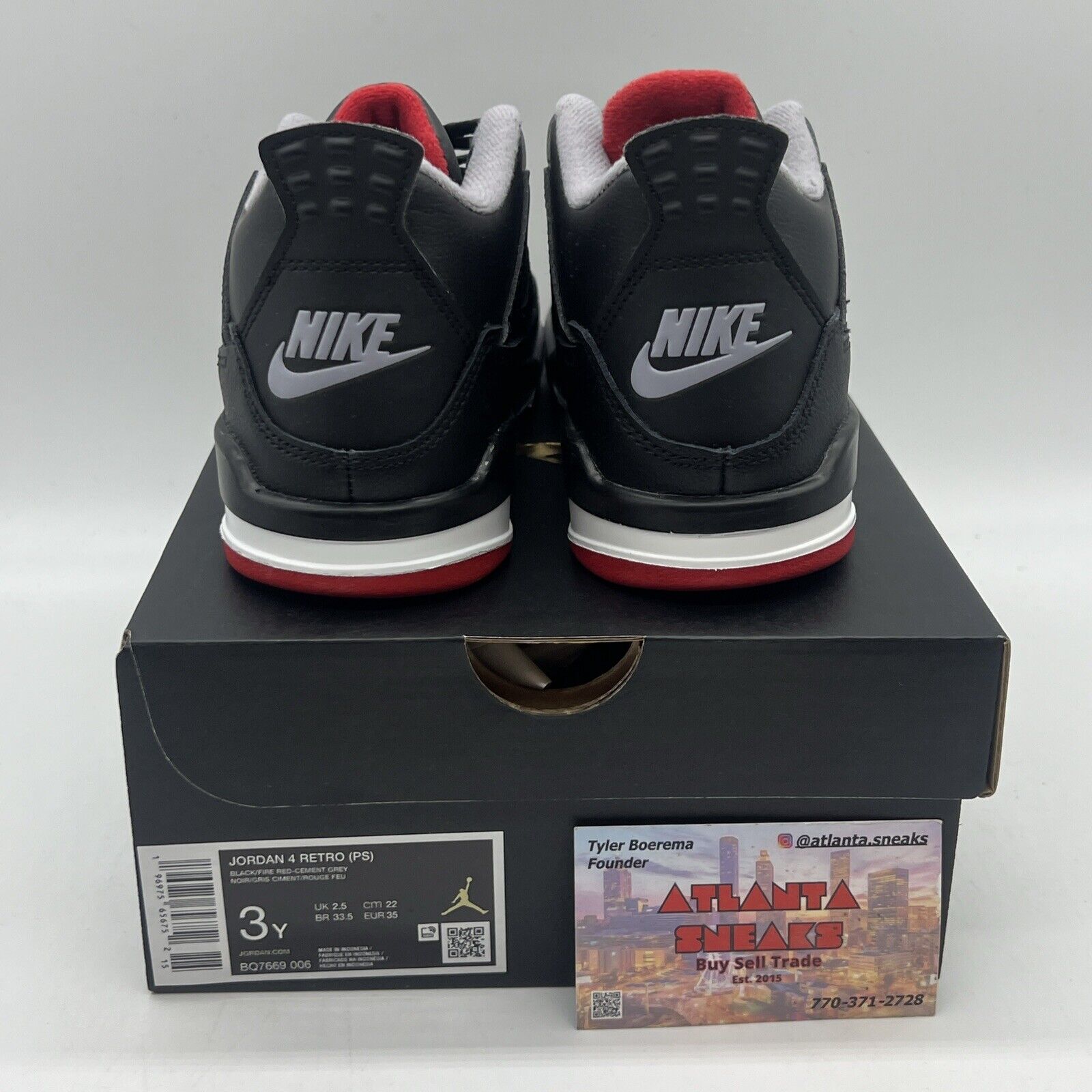 New Air Jordan 4 Retro (PS) Size 3Y 'Bred Reimagined' [BQ7669-006] Brand New