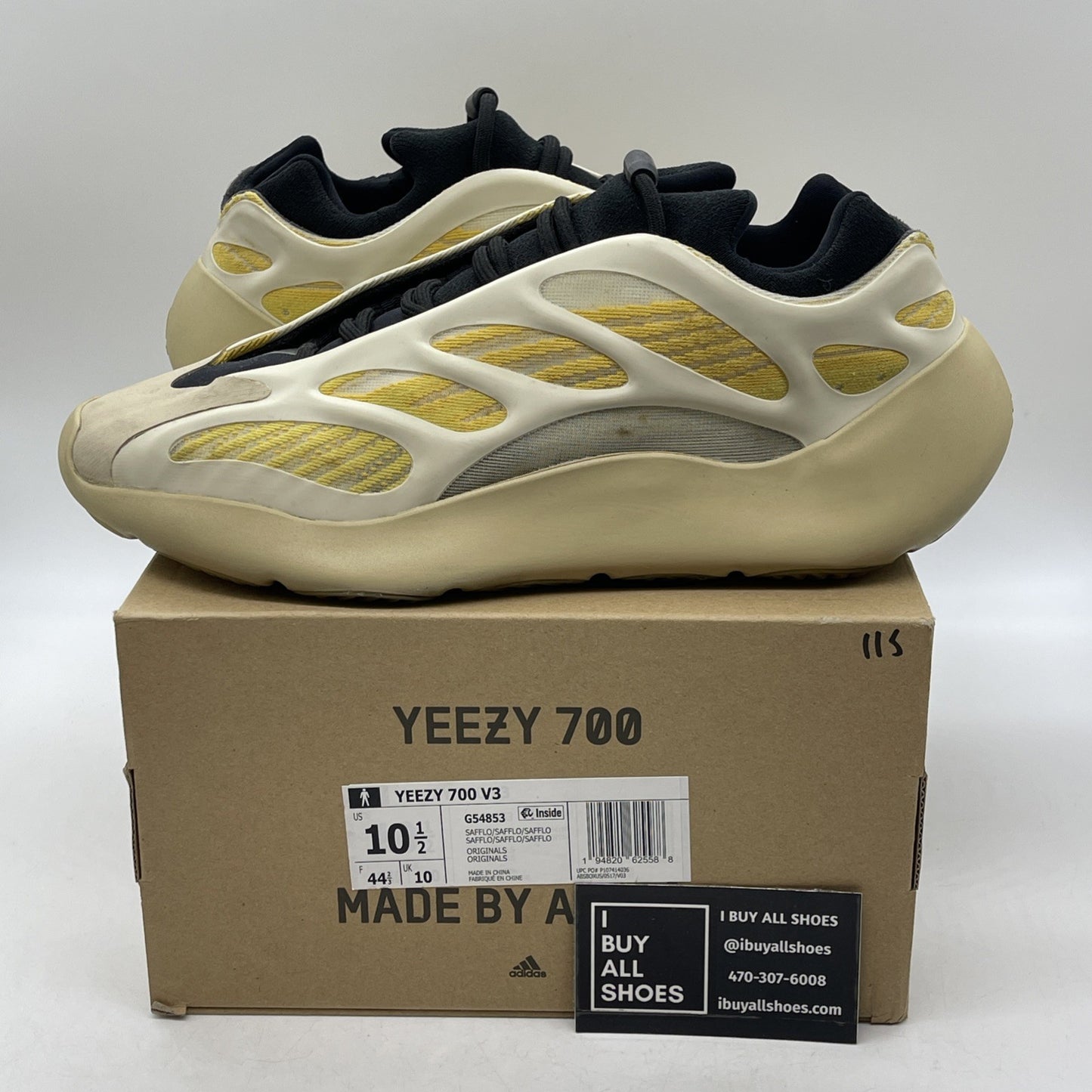 Size 10.5 - adidas Yeezy 700 V3 Safflower Black Tan Yellow Suede (G54853)