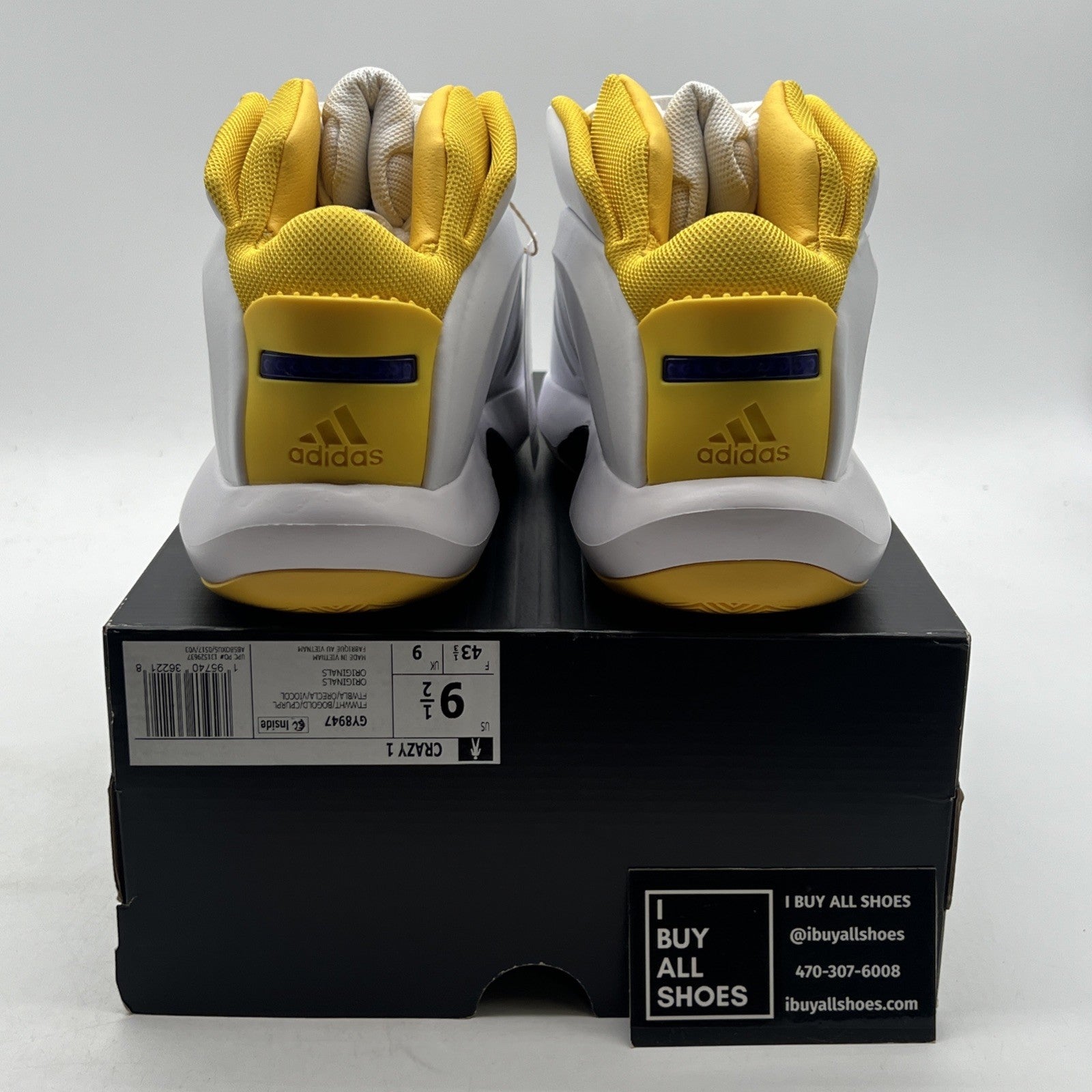 Size 9.5 - ADIDAS Crazy 1 Kobe Bryant Sneakers Lakers (GY9847)