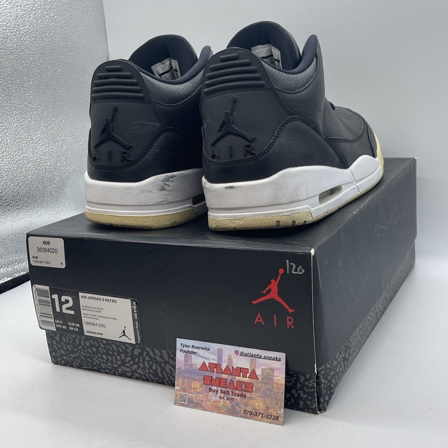 Size 12 - Air Jordan 3 Retro Cyber Monday White Black Leather (136064-020)