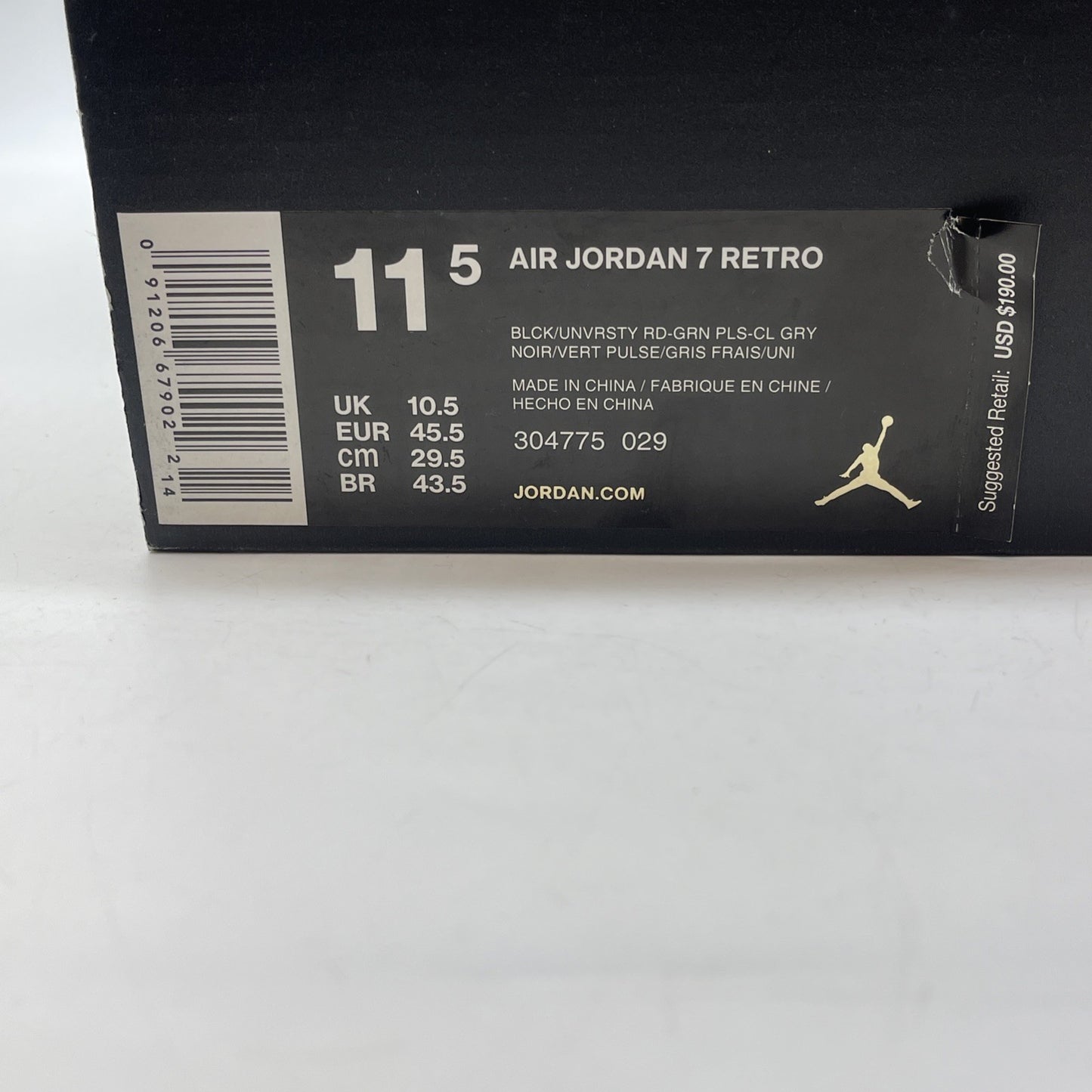 Size 11.5 - Air Jordan 7 Retro Marvin the Martian Black Leather (304775-029)
