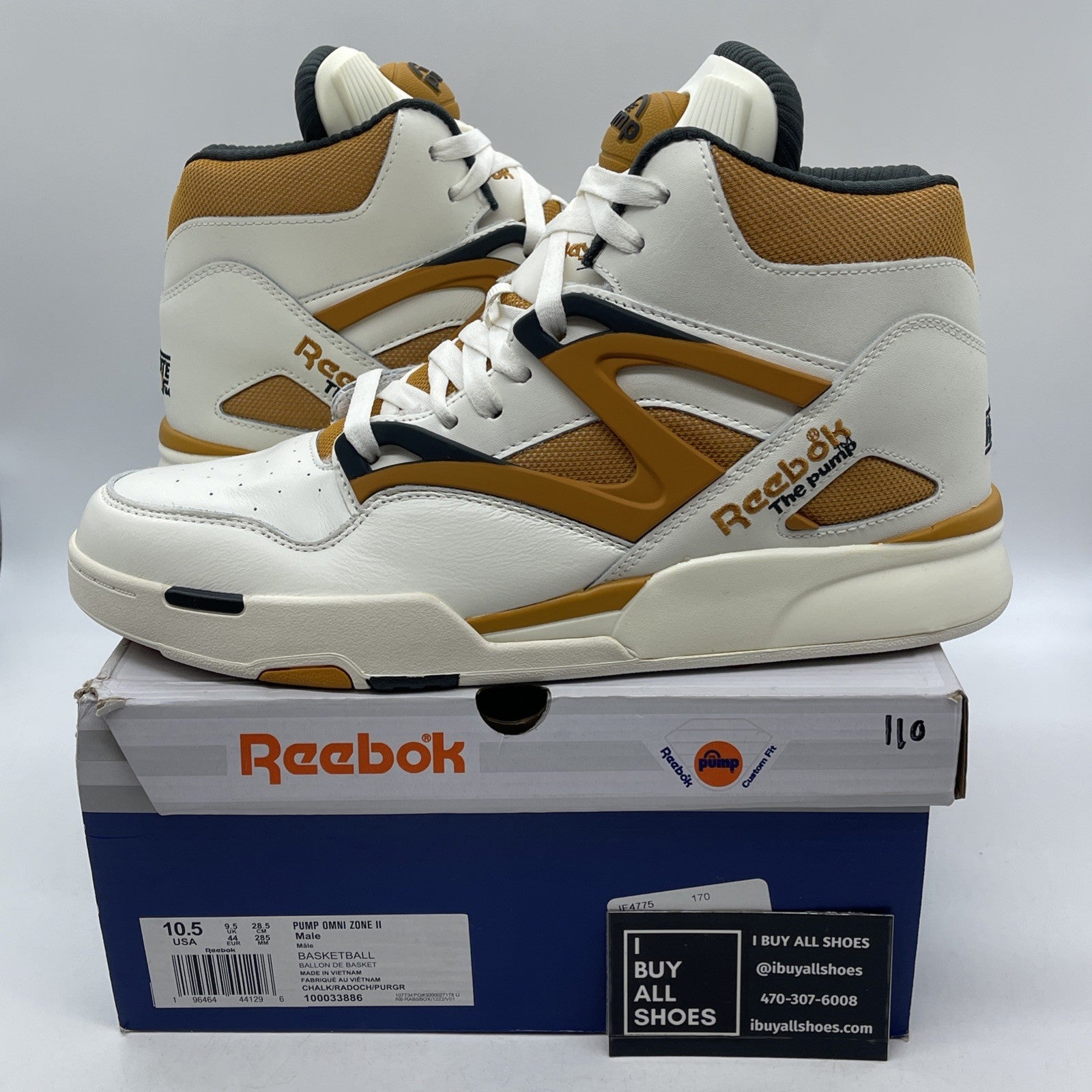Size 10.5 - Reebok Pump Omni Zone 2 Radiant Ochre Brown Leather (100033886)