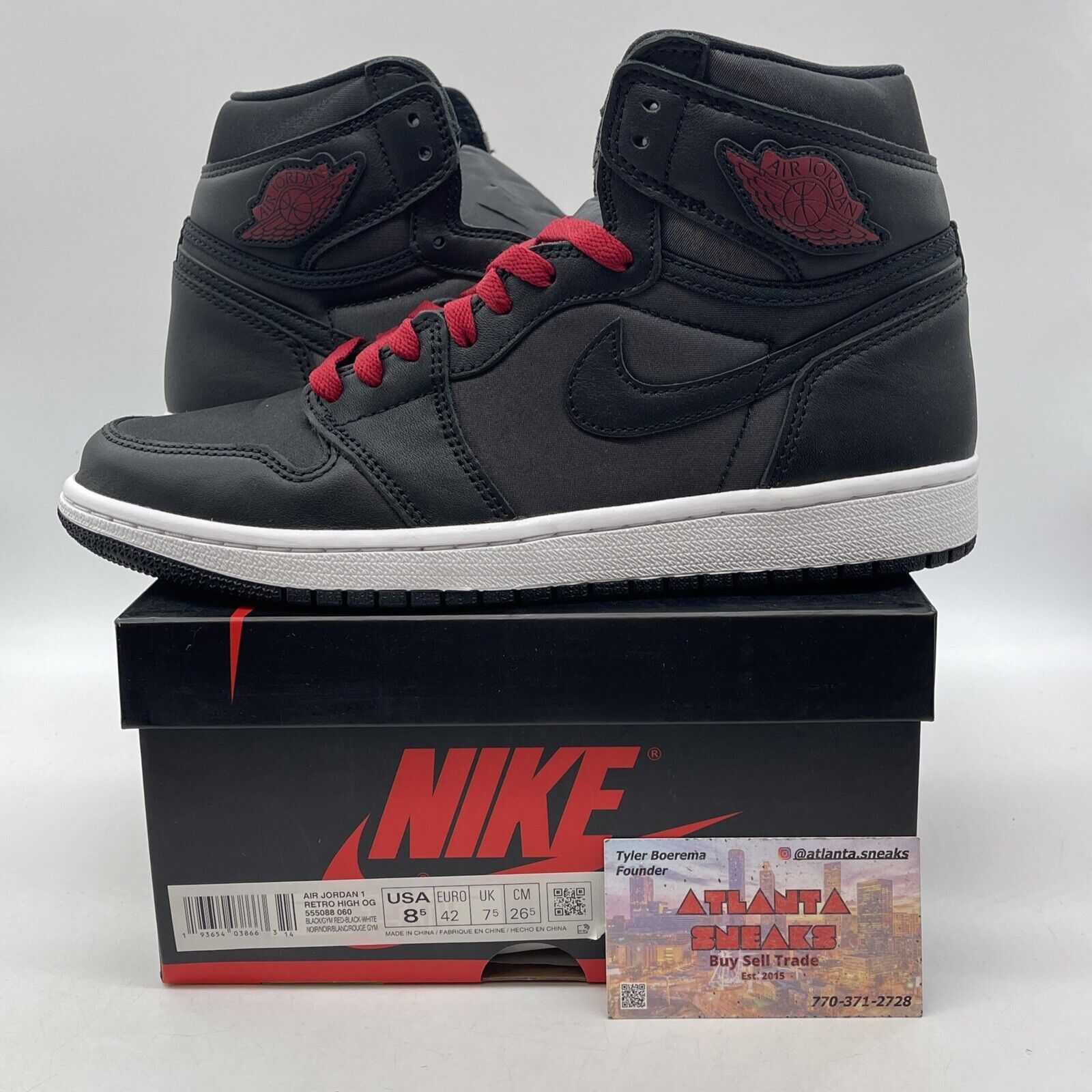 Size 8.5 - Air Jordan 1 Retro OG High Black Gym Red Suede (555088-060)