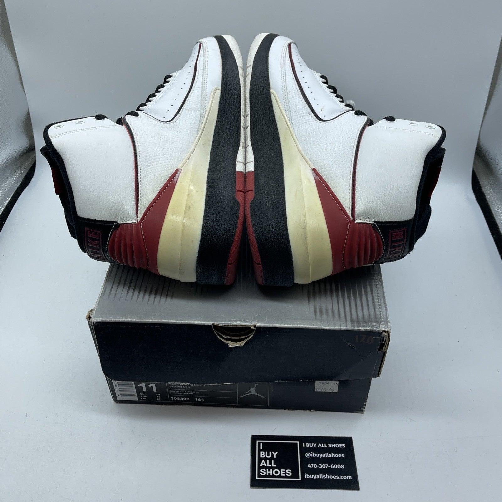 Size 11 - Air Jordan 2 Retro 2004 White Black Suede Leather (308308-161)