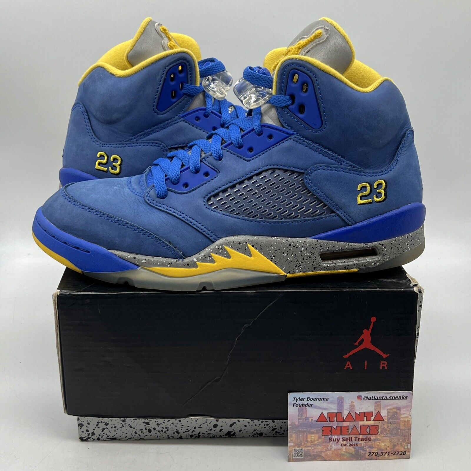 Size 9.5 - Air Jordan 5 Retro Laney Blue Yellow Suede