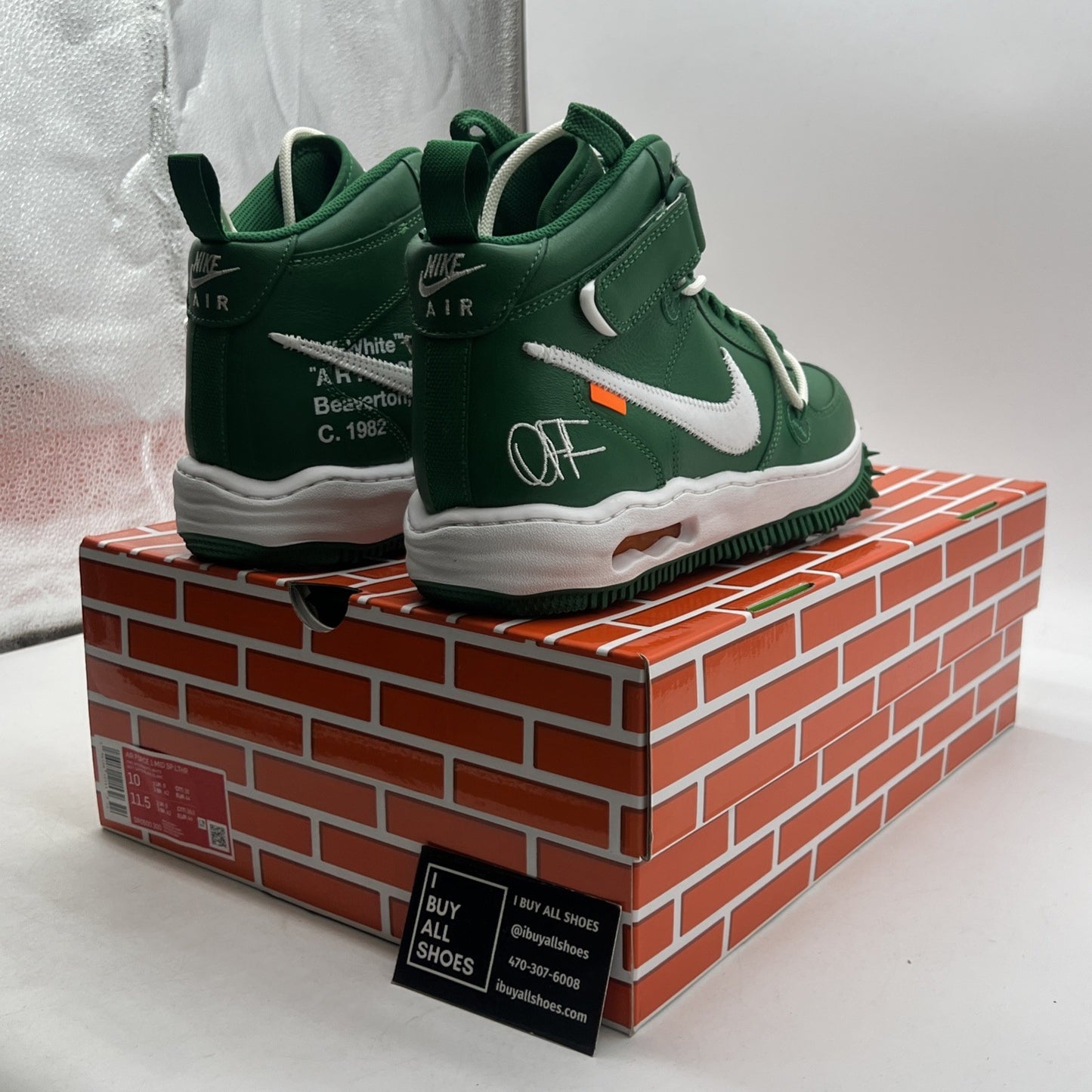 Size 10 - Off-White x Nike Air Force 1 SP Leather Mid Pine Green (DR0500-300)