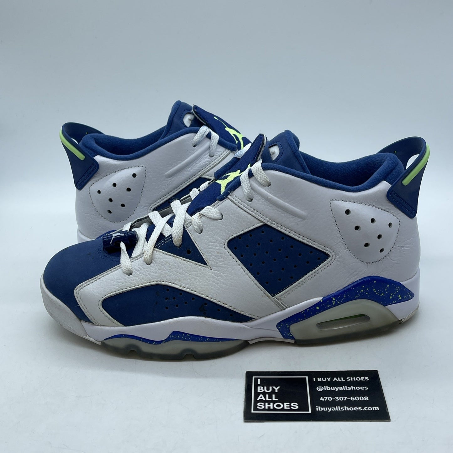 Size 9 - Air Jordan 6 Low Ghost Green Blue White Suede Leather (304401-106)