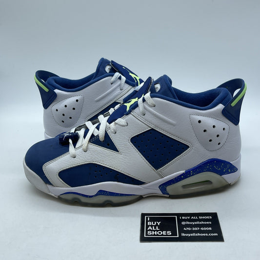 Size 9 - Air Jordan 6 Low Ghost Green Blue White Suede Leather (304401-106)
