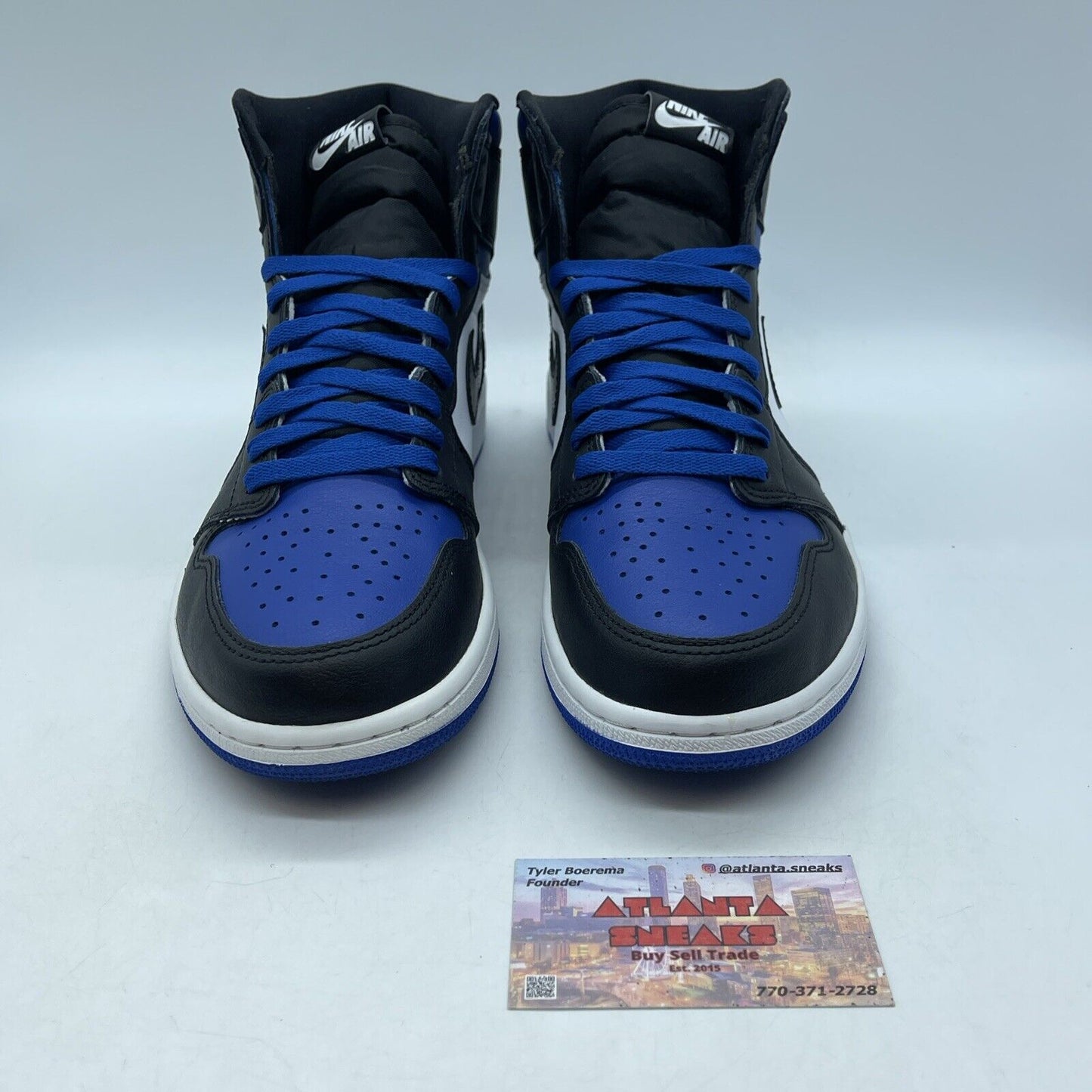 Size 10 - Jordan 1 Retro OG High Royal Toe Black Blue Black Leather (555088-041)