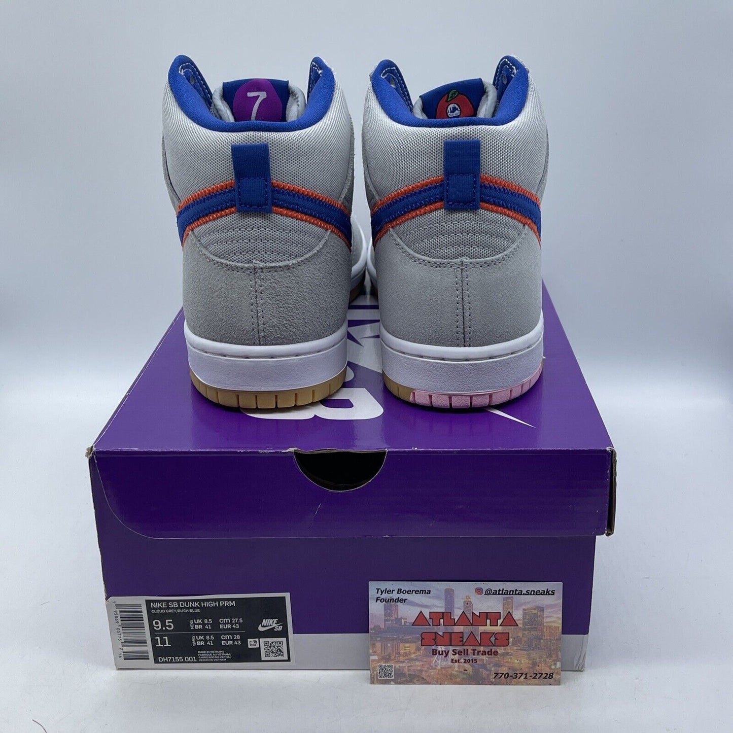 Size 9.5 - Nike Dunk SB High New York Mets Grey Blue Orange Suede (DH7155-001)