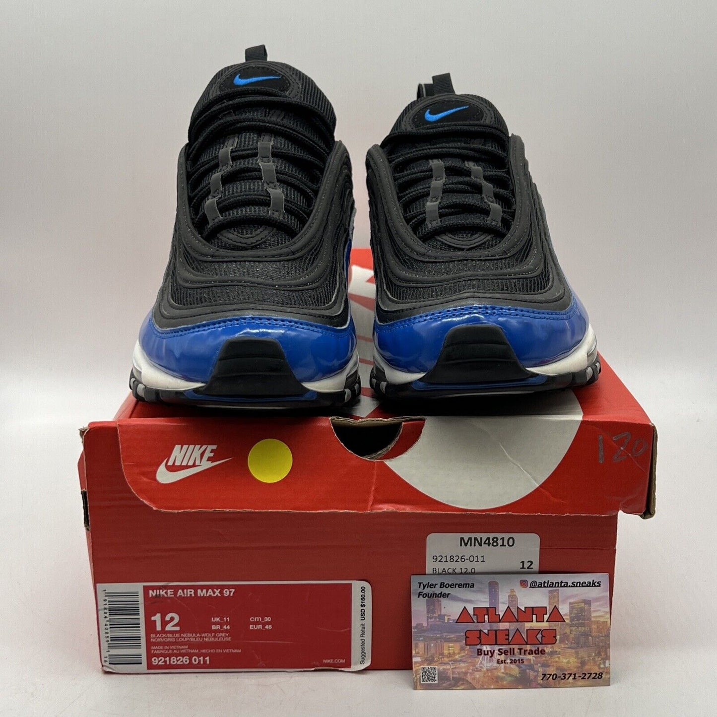 Size 12 - Nike Air Max 97 Blue Nebula Blue Black White (921826-001)