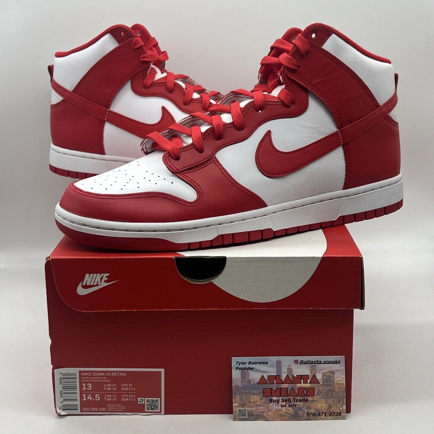 Size 13 - Nike Dunk High University Red Brand New Og All White