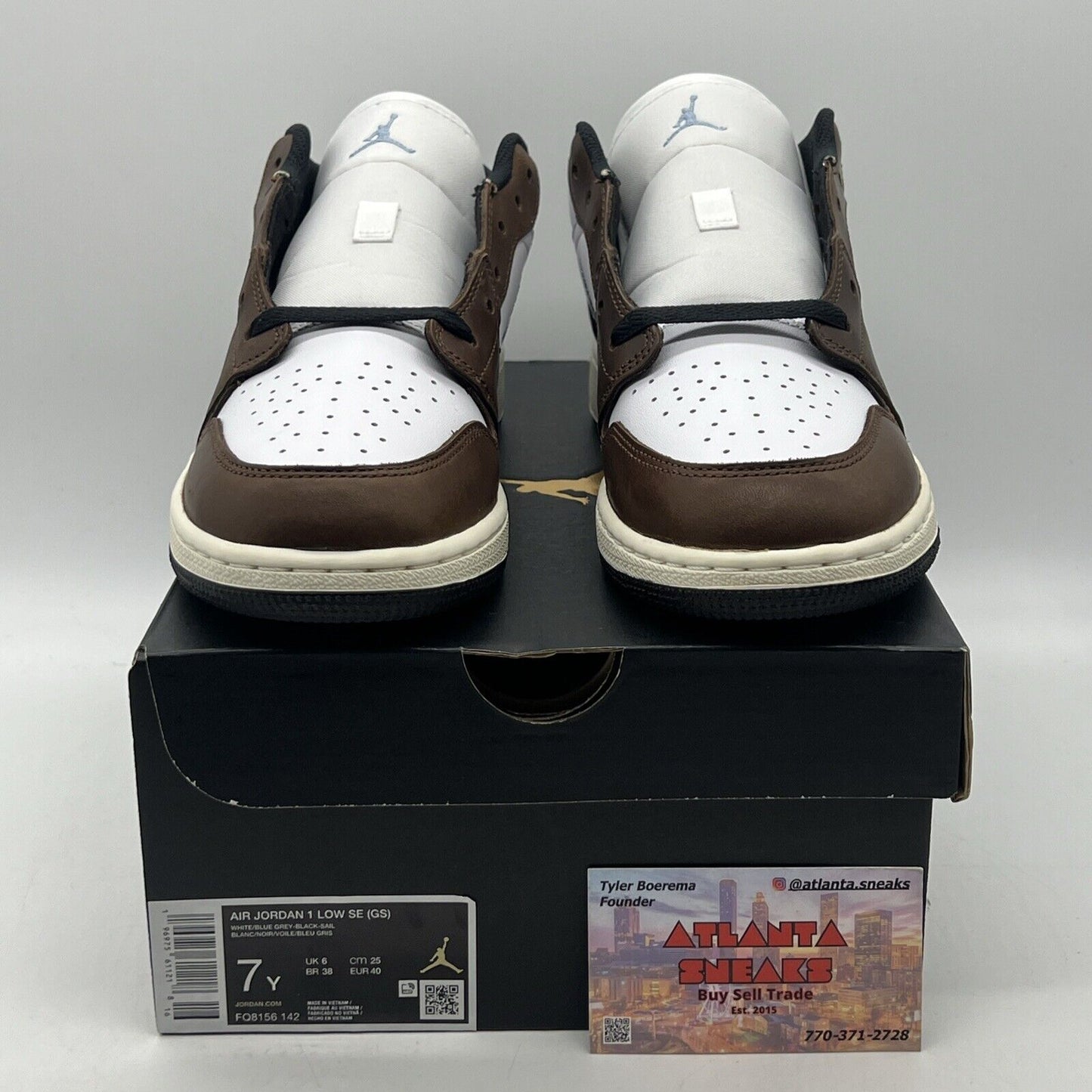 Size 7 - Air Jordan 1 Retro SE Low Brown Blue Grey’ Leather (FQ8156-142)