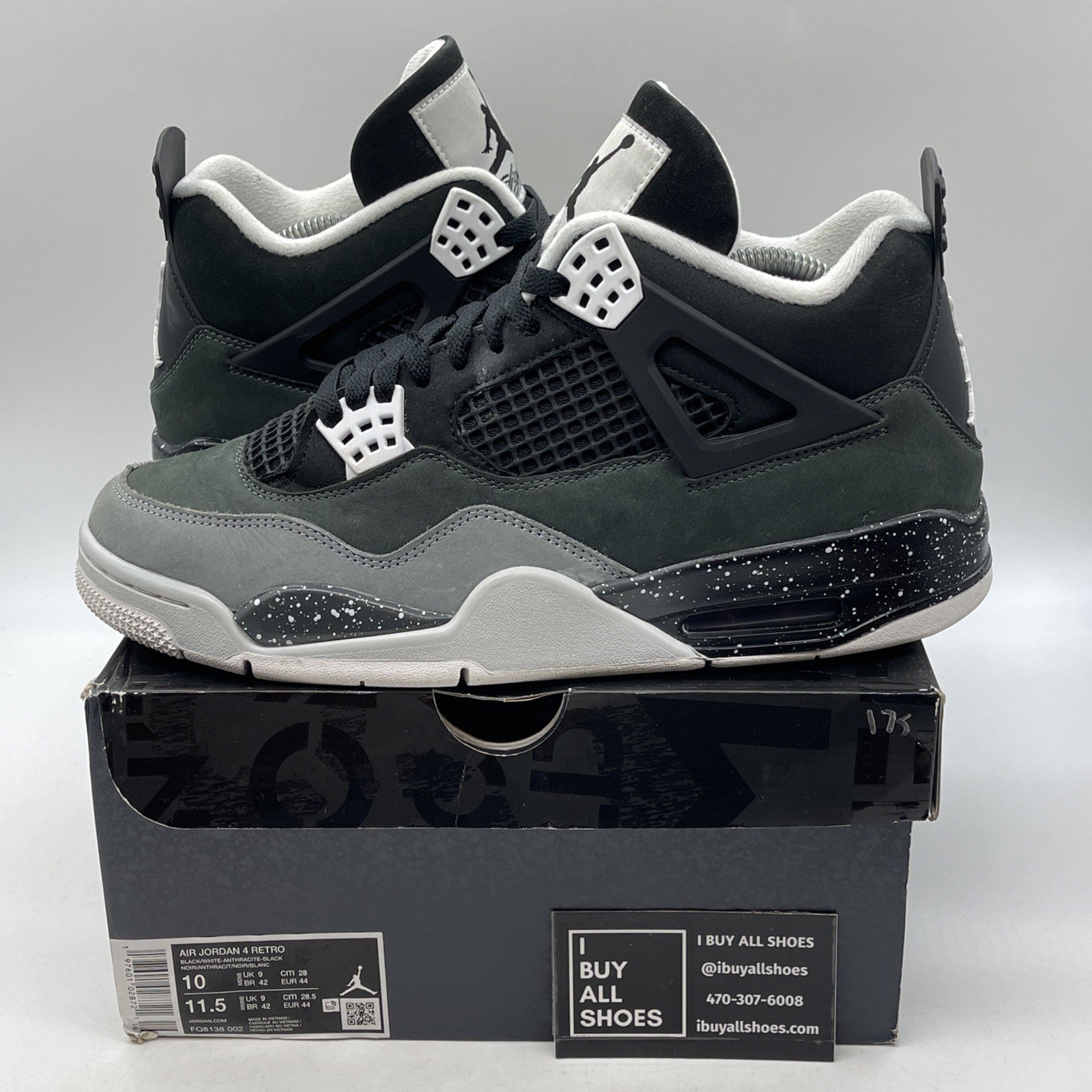 Size 10 - Air Jordan 4 Retro 2024 Fear Black White Suede (FQ8138-002)