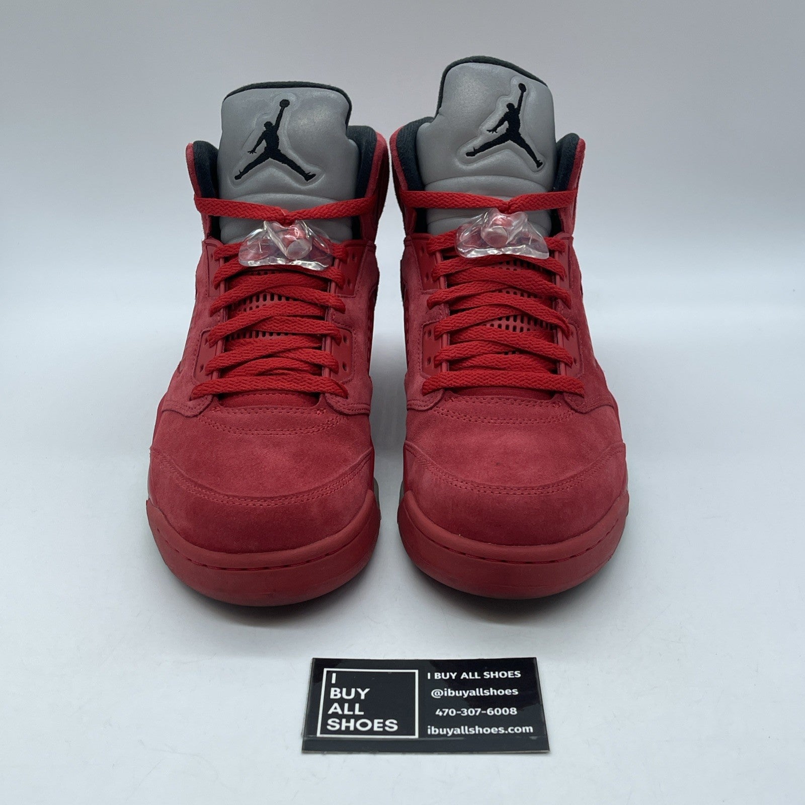 Size 9.5 - Air Jordan 5 Retro Red Suede Black (136027-602)