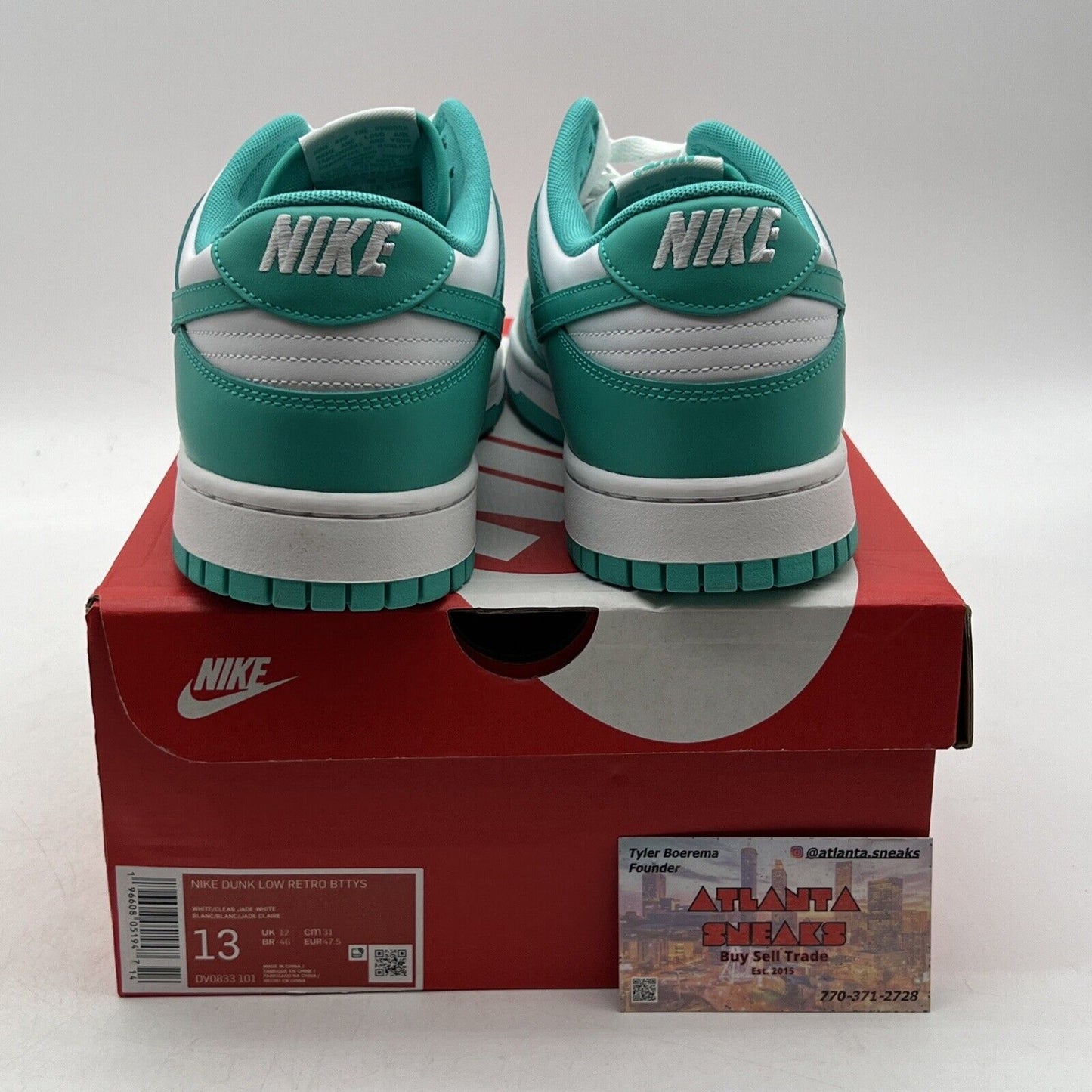 Size 13 - Nike Dunk Low Clear Jade White Leather Aqua (DV0833-101)