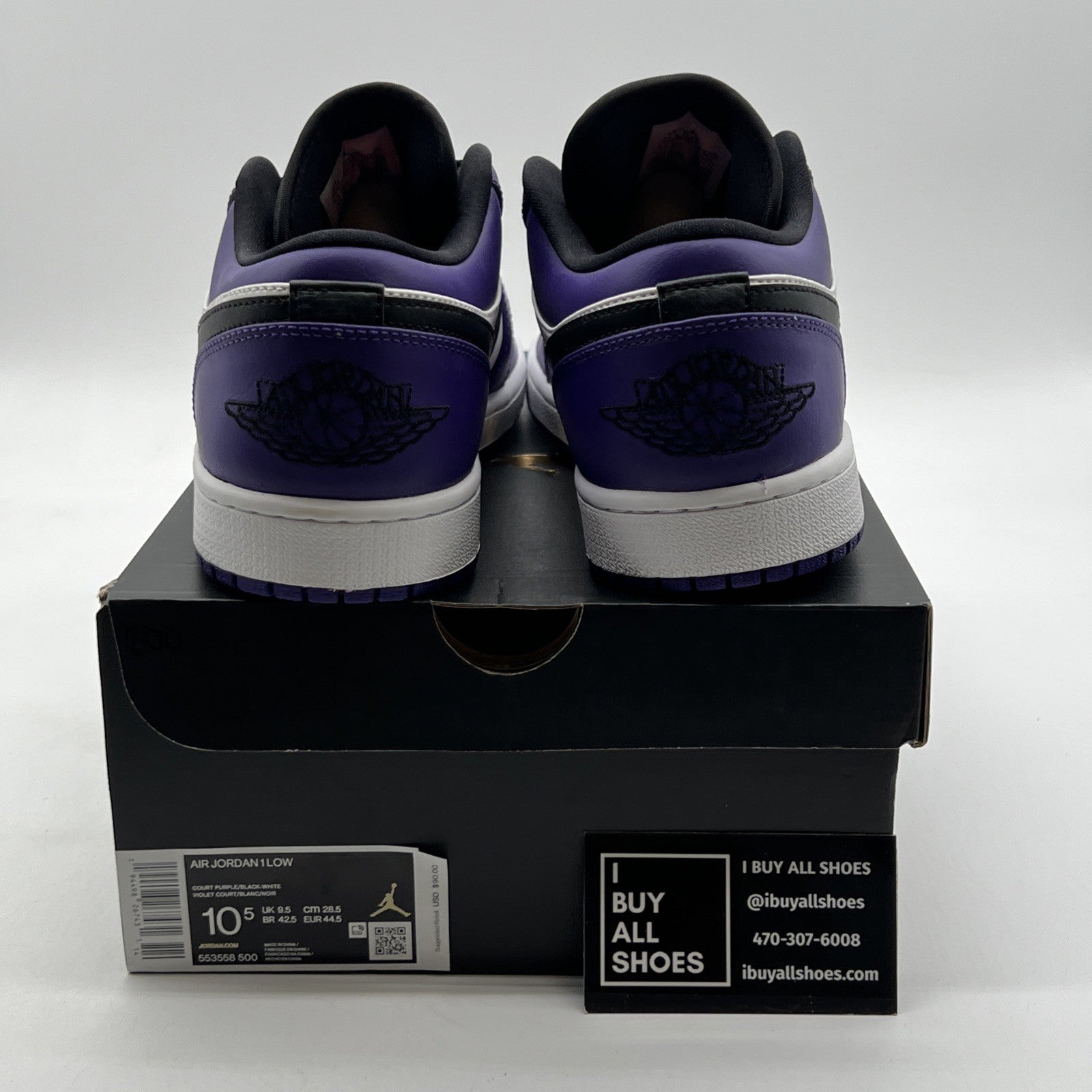 Size 10.5 - Air Jordan 1 Low Court Purple (553558-500)