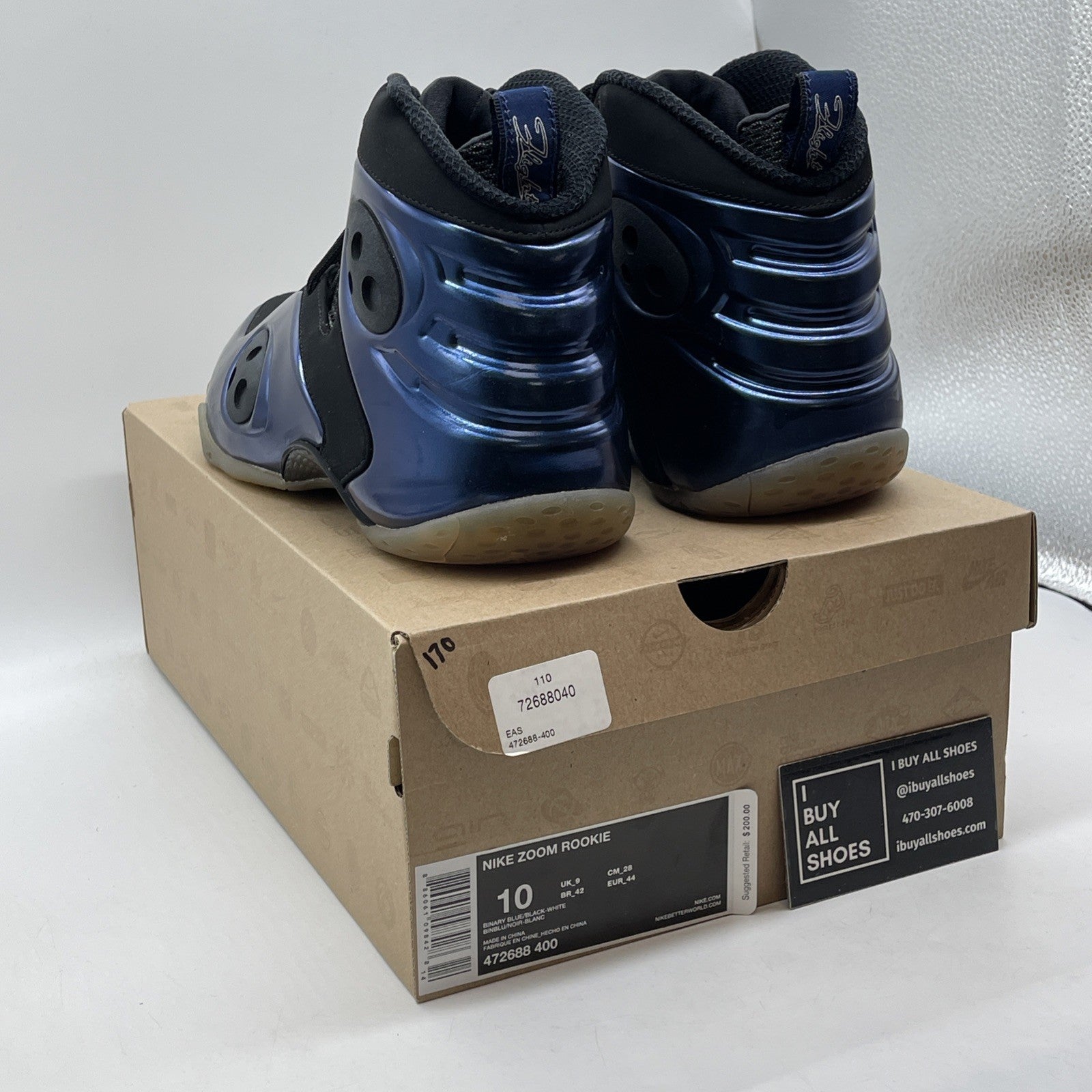 Size 10 - Nike Zoom Rookie Binary Blue Black Leather Suede (472688-400)