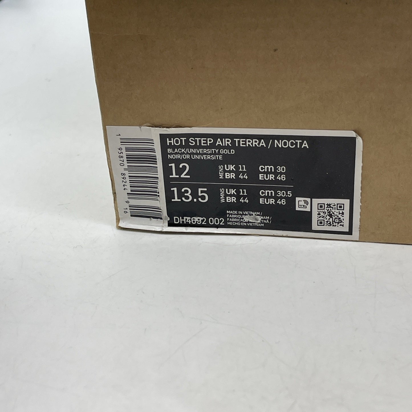 Size 12 - NOCTA x Nike Hot Step Air Terra Black University Gold (DH4692-002)