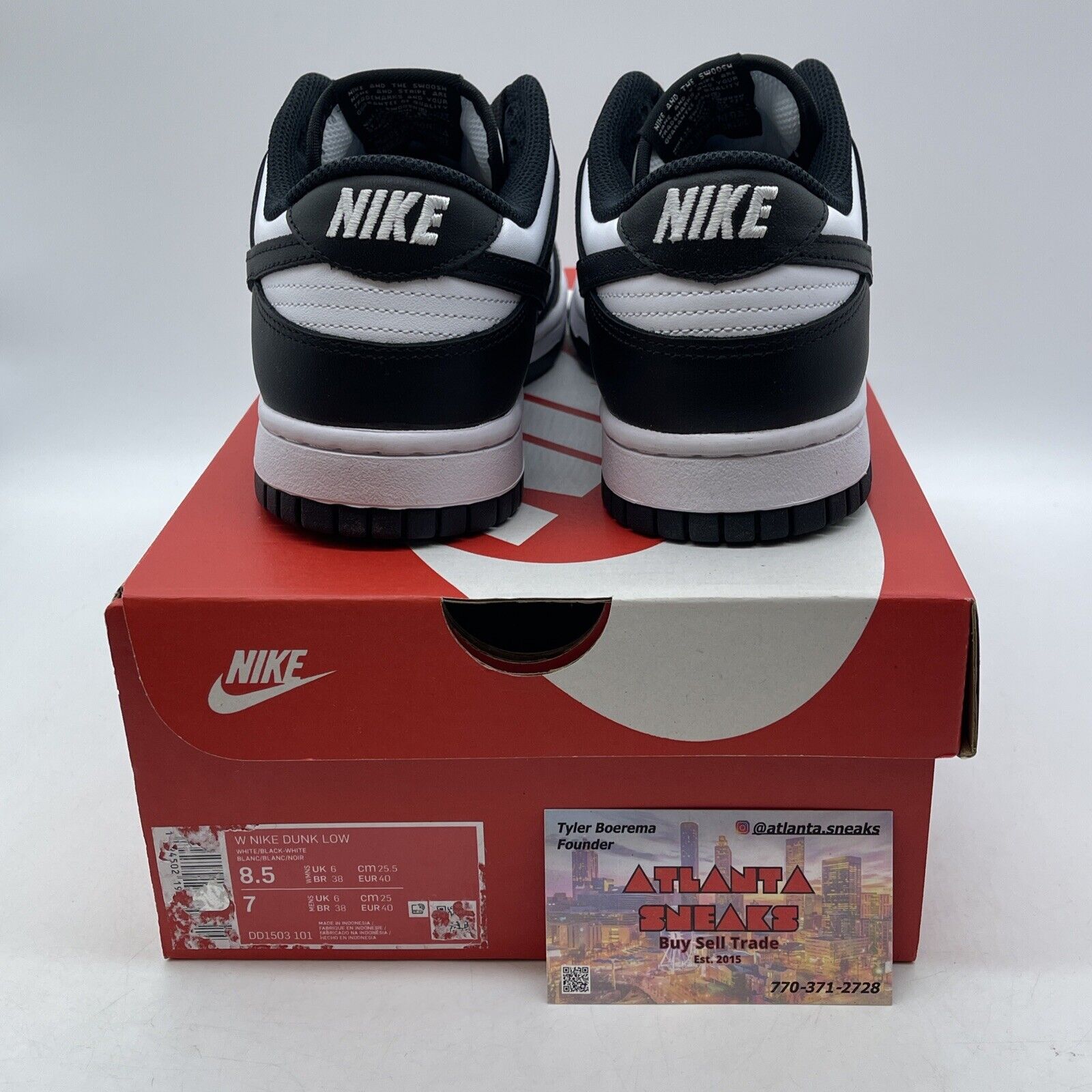 Size 8.5W - Nike Dunk Low Black White Leather (DD1503-101)