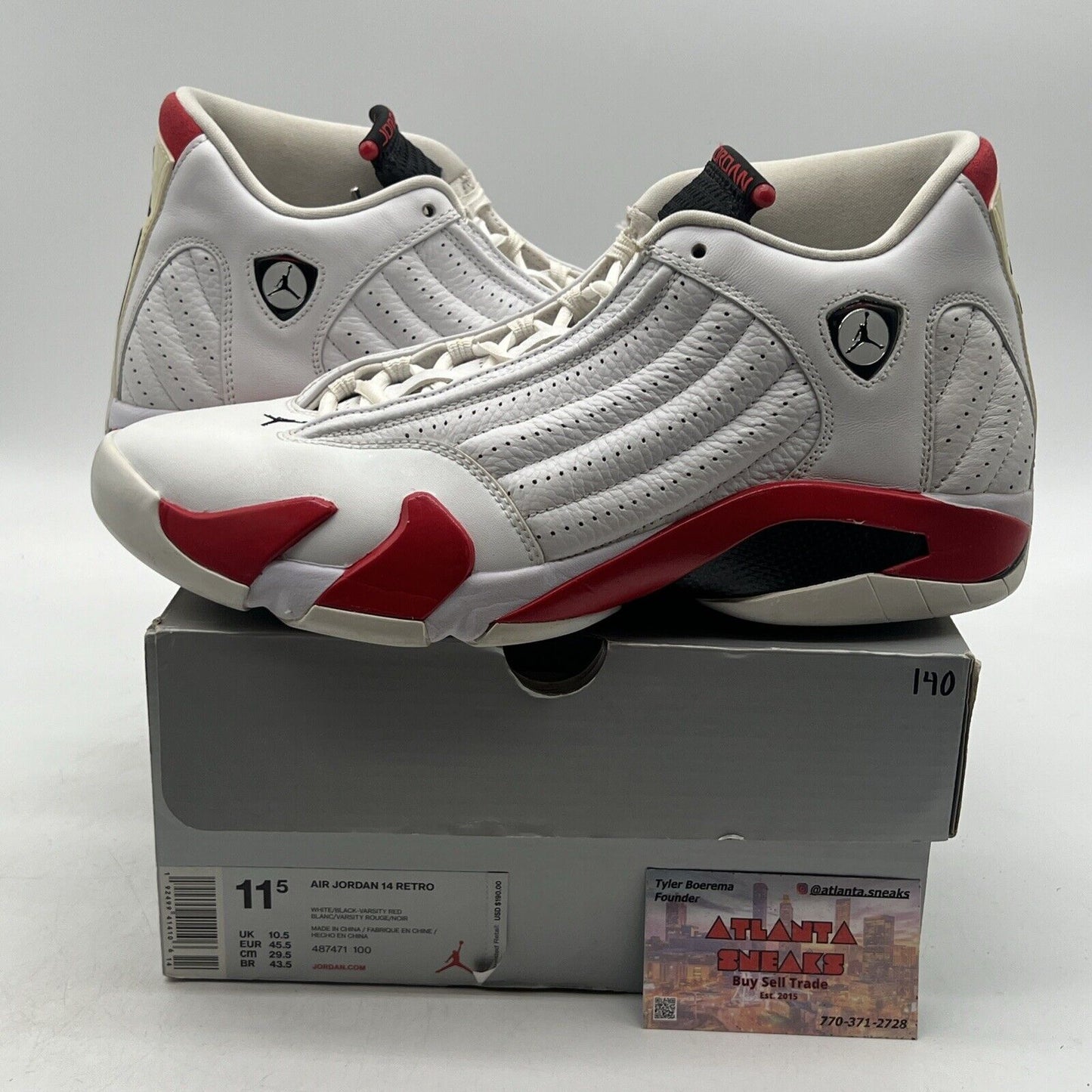 Size 11.5 - Air Jordan 14 Retro 2019 Candy Cane White Red Leather (487471-100)