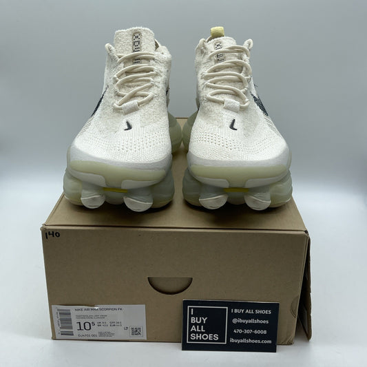 Size 10.5 - Nike Air Max Scorpion Flyknit Lemon Wash Black Suede (DJ4701-001)