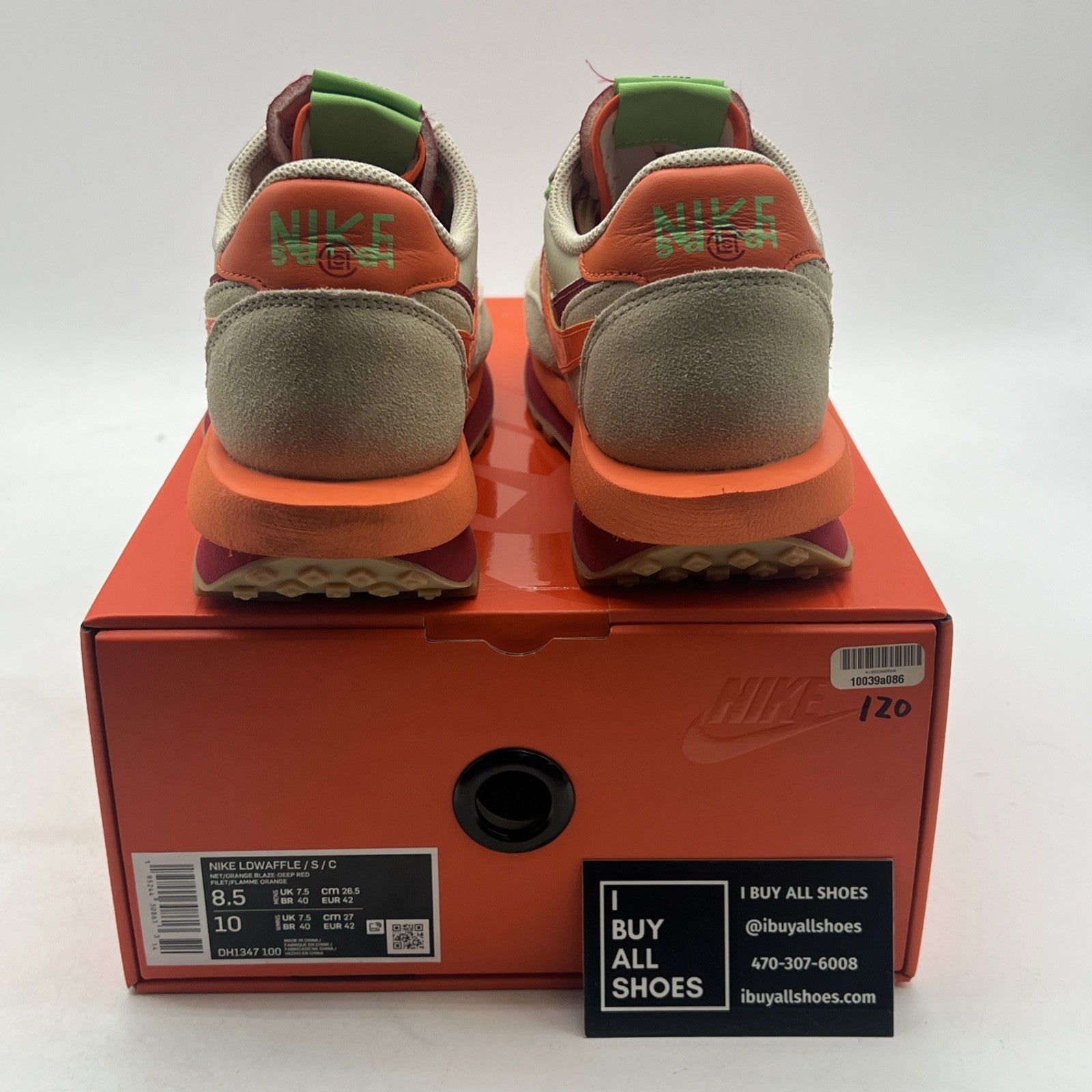 Size 8.5 - Nike sacai x Clot x LDWaffle Net Orange Blaze (DH1347-100)
