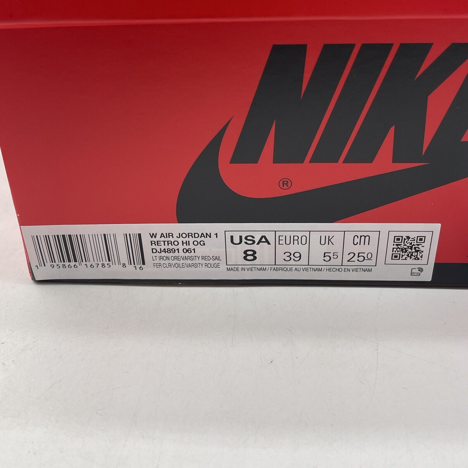 Size 8.5W - Air Jordan 1 OG High Newstalgia Chenille Red Leather (DJ4891-061)