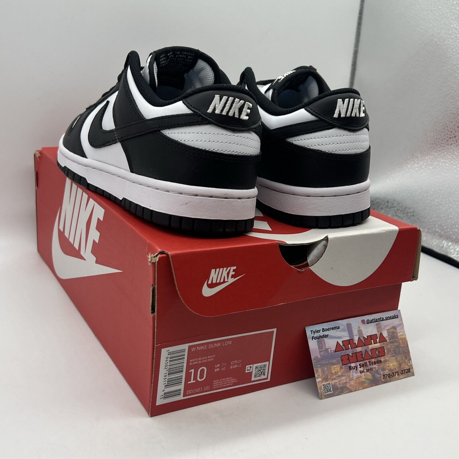 Size 10 - Nike Dunk Low Black White W Brand New Og All