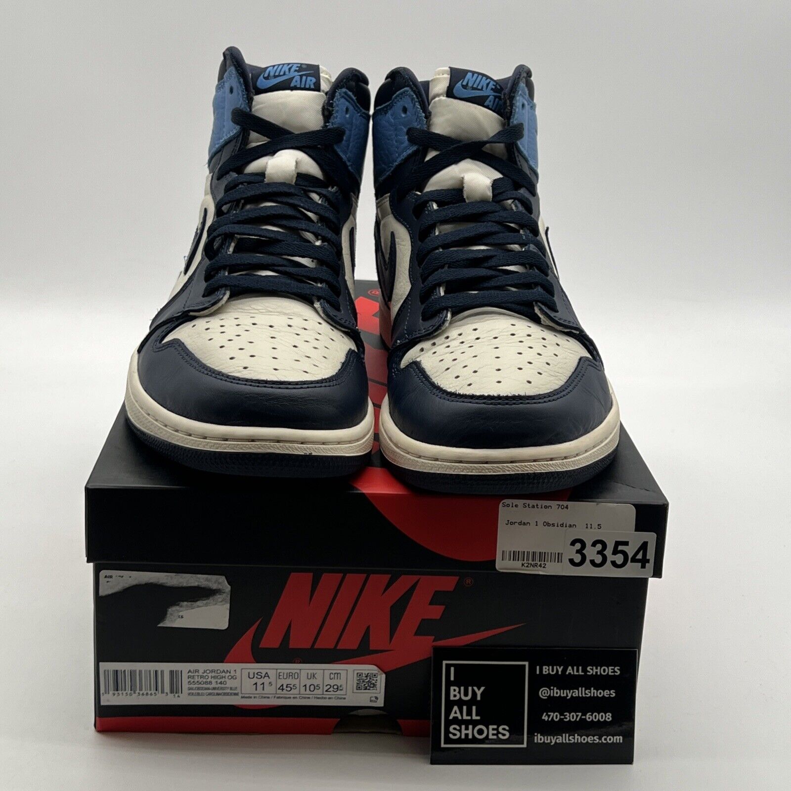 Size 11.5 - Air Jordan 1 Retro OG High Obsidian UNC 2019 (555088-140)