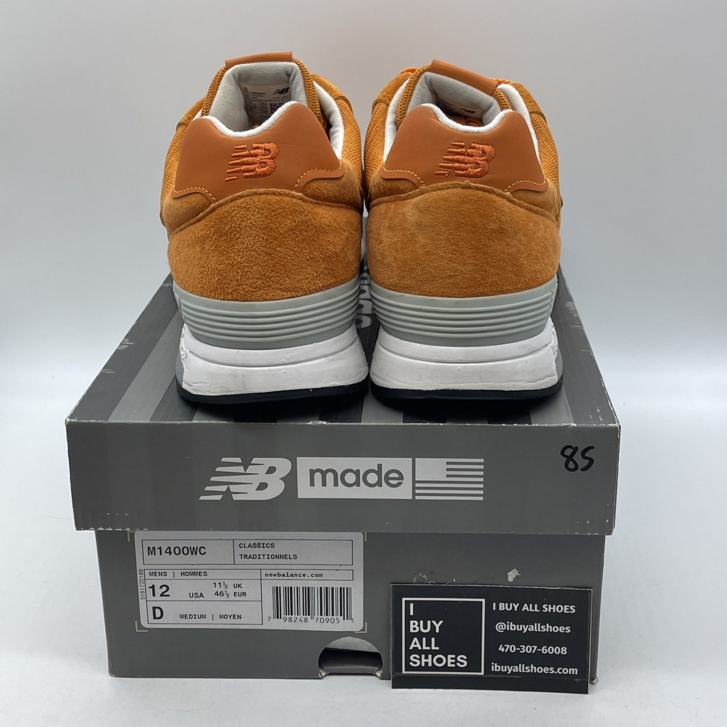 Size 12 - New Balance 1400 Suede Sneakers Orange Grey Leather (M1400WC)