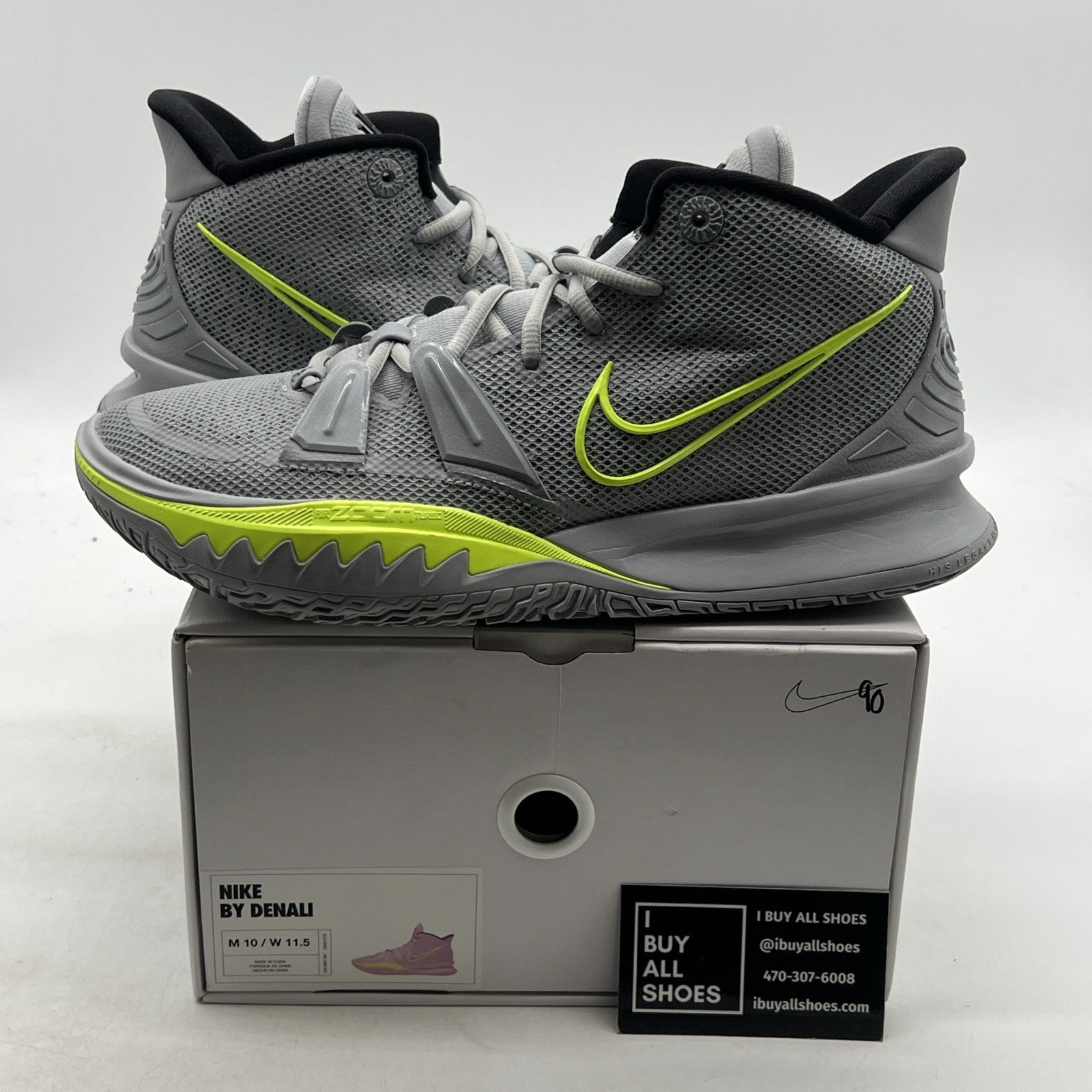 Size 10 - Nike By You Kyrie 7 Grey, Highlighter Green (DA7567-991)