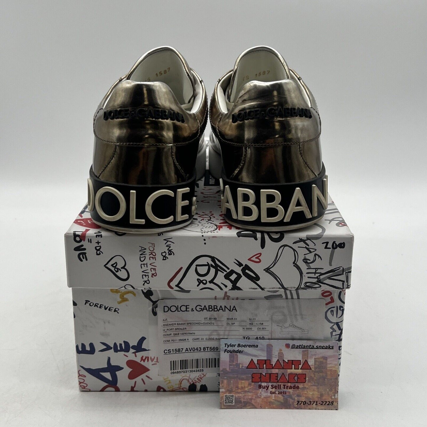 DOLCE & GABBANA Shoes Sneaker Portofino Bronze Leather Logo