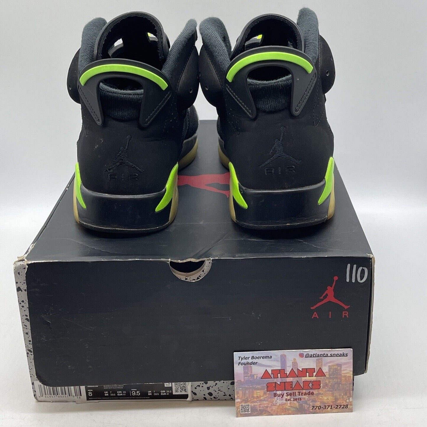 Size 8 - Jordan 6 Retro Electric Green Black Suede (CT8529-003)