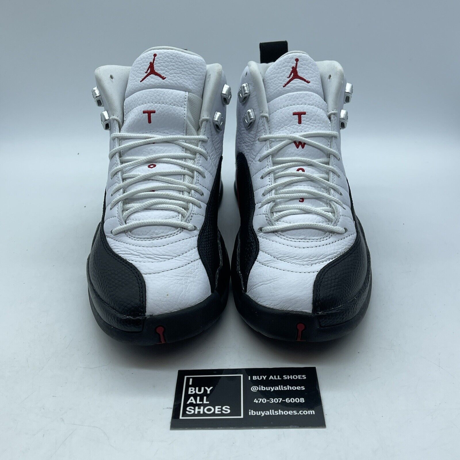 Size 8 - Air Jordan 12 Retro Taxi Flip Black White Red Suede Leather -CT8013-162