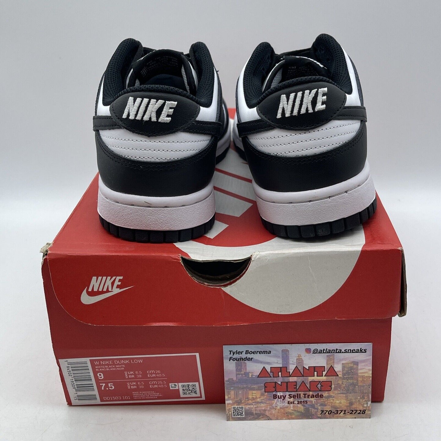 Size 9W - Nike Dunk Low Black White Leather (DD1503-101)