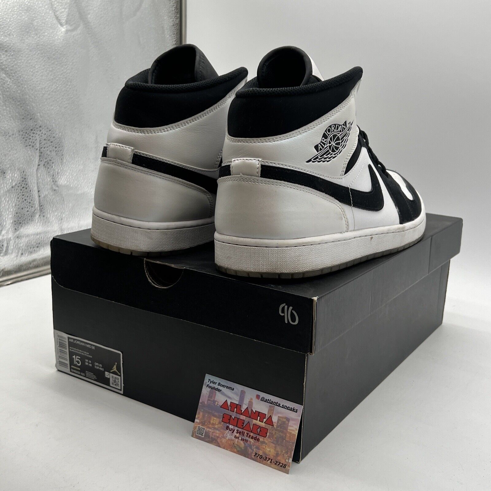 Size 15 - Jordan 1 Mid SE Diamond Black White Leather (DH6933-100)