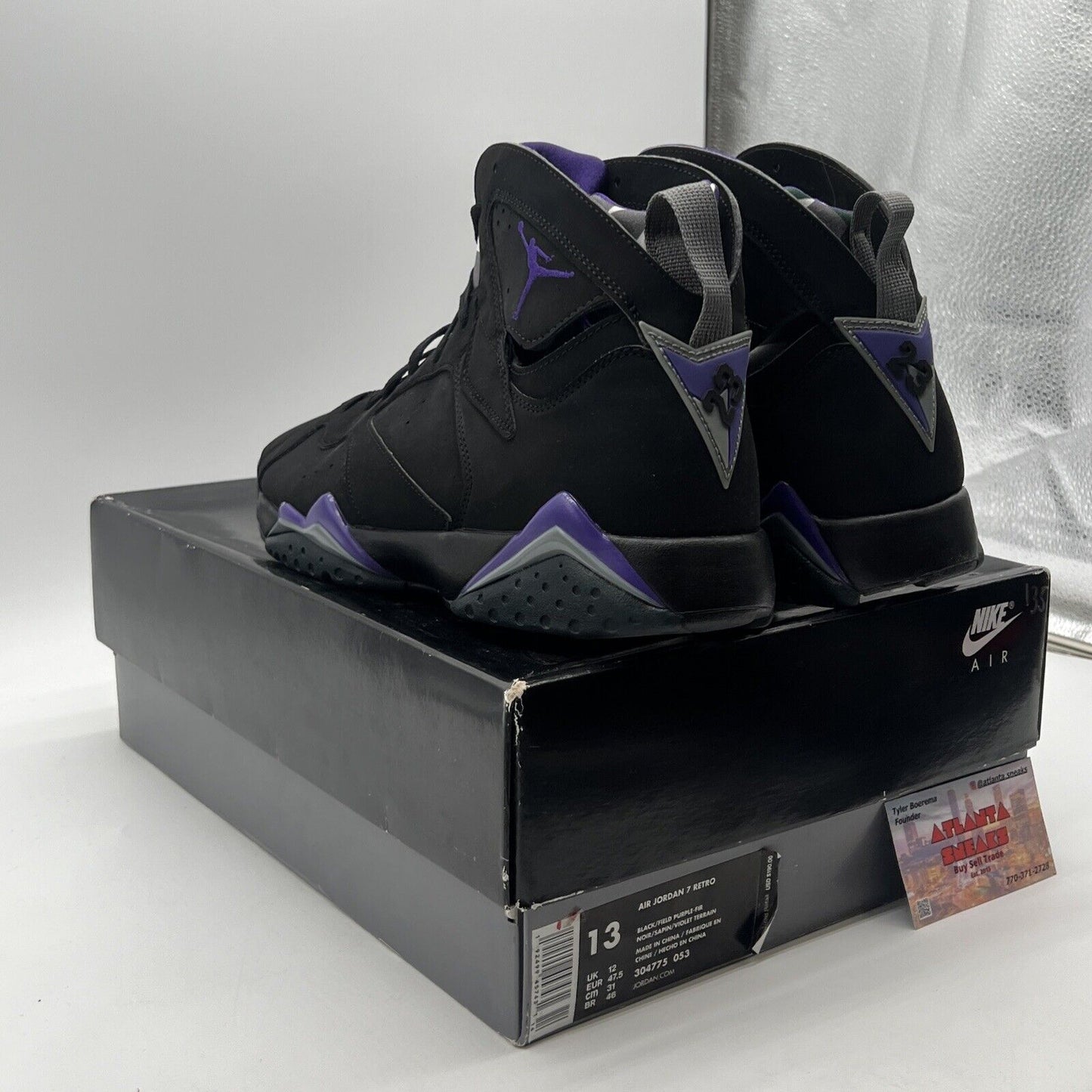 Size 13 - Air Jordan 7 Retro PE Ray Allen Black Purple Suede (304775-053)