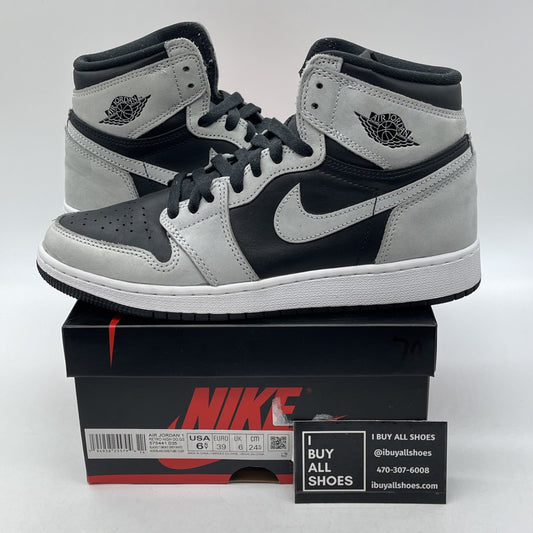 Size 6.5Y - Jordan 1 Retro OG High Shadow 2.0 Grey Black Suede (575441-035)
