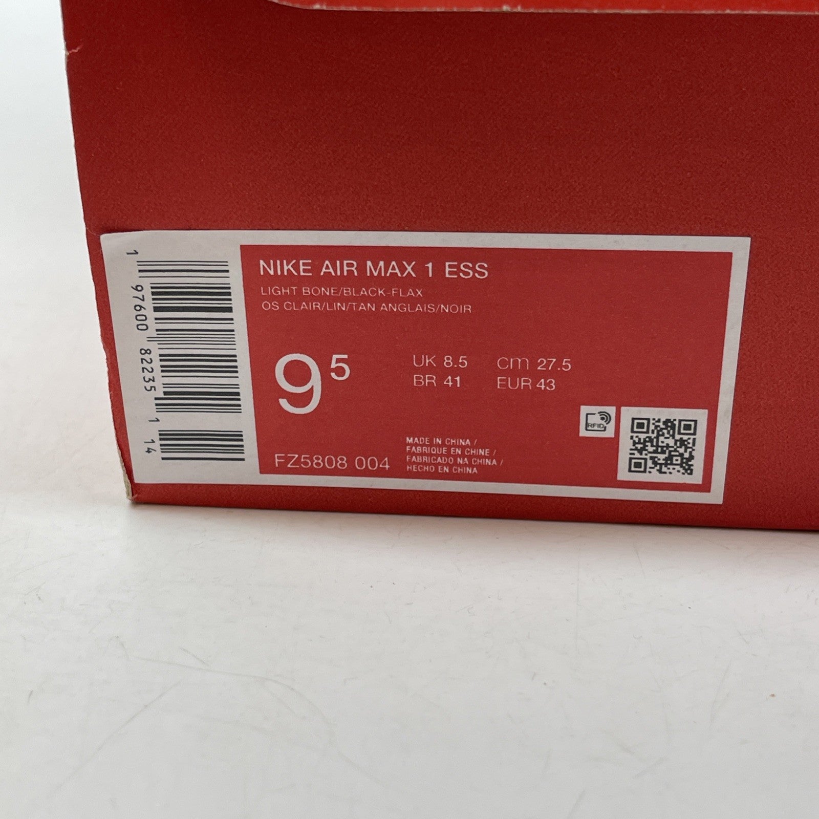 Size 9.5 - Nike Air Max 1 Essential Flax British Tan Suede Leather (FZ5808-004)