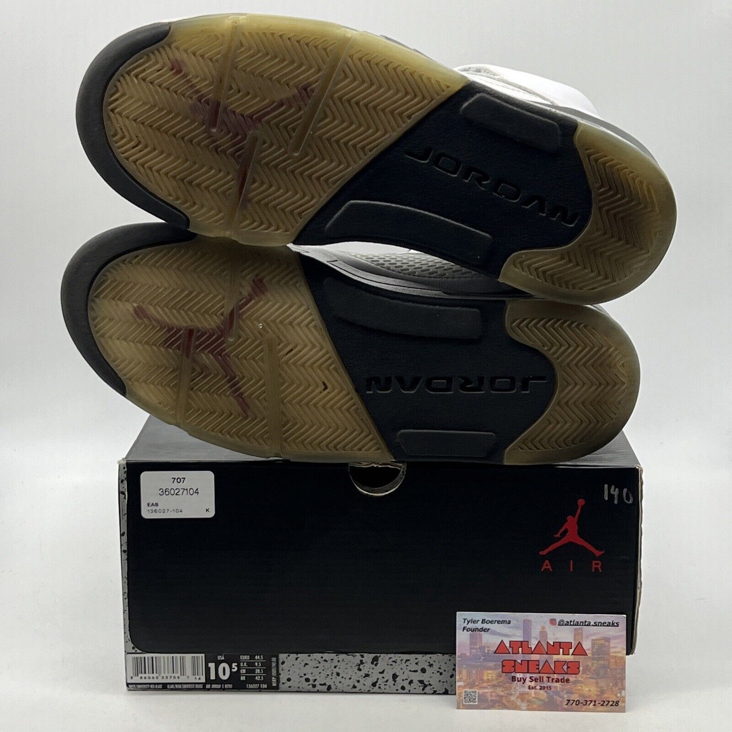 Size 10.5 - Air Jordan 5 Retro White Cement Red Black Grey Leather (136027-104)