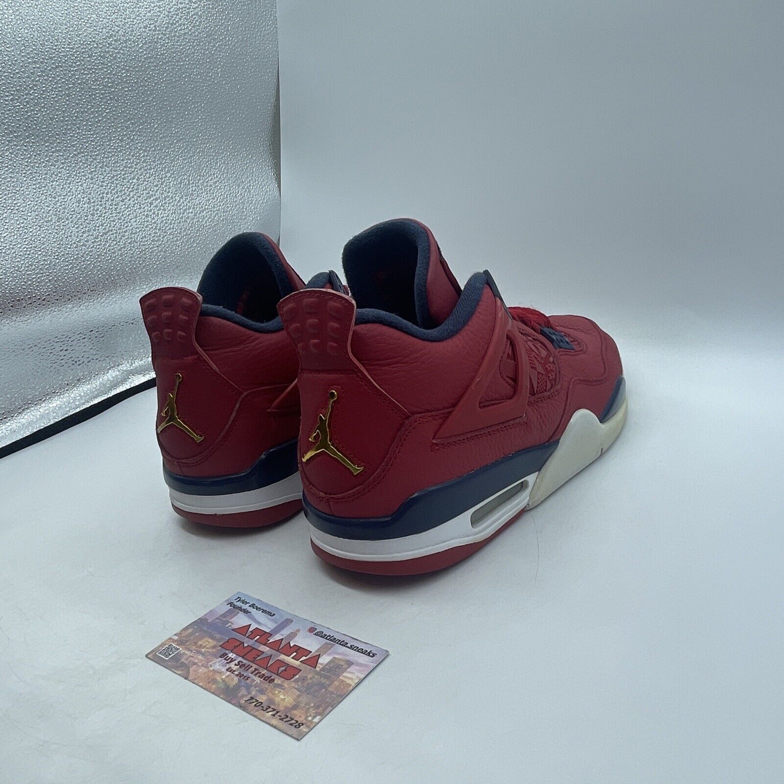 Size 8 - Air Jordan 4 Retro FIBA Red Blue White Gold Leather (CI1184-617)